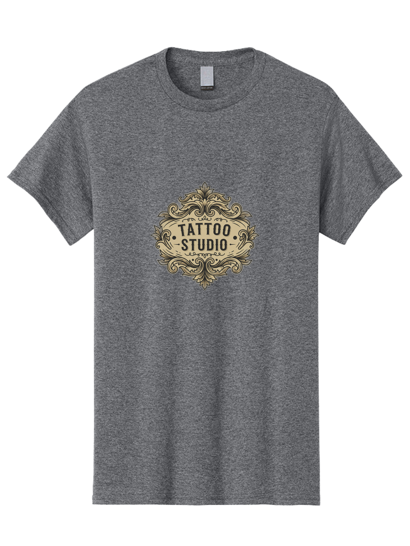 Tattoo-Studio-7 Men'S Graphic Tee, 100% Cotton, Comfortable Casual Summer Wear, Machine Washable, Tattoo Studio Logo, Vintage Design, Ornate Graphics, Classic Typography, Body Art, Tattoo Parlor, Intricate Details, Tattoo Artists Bad821