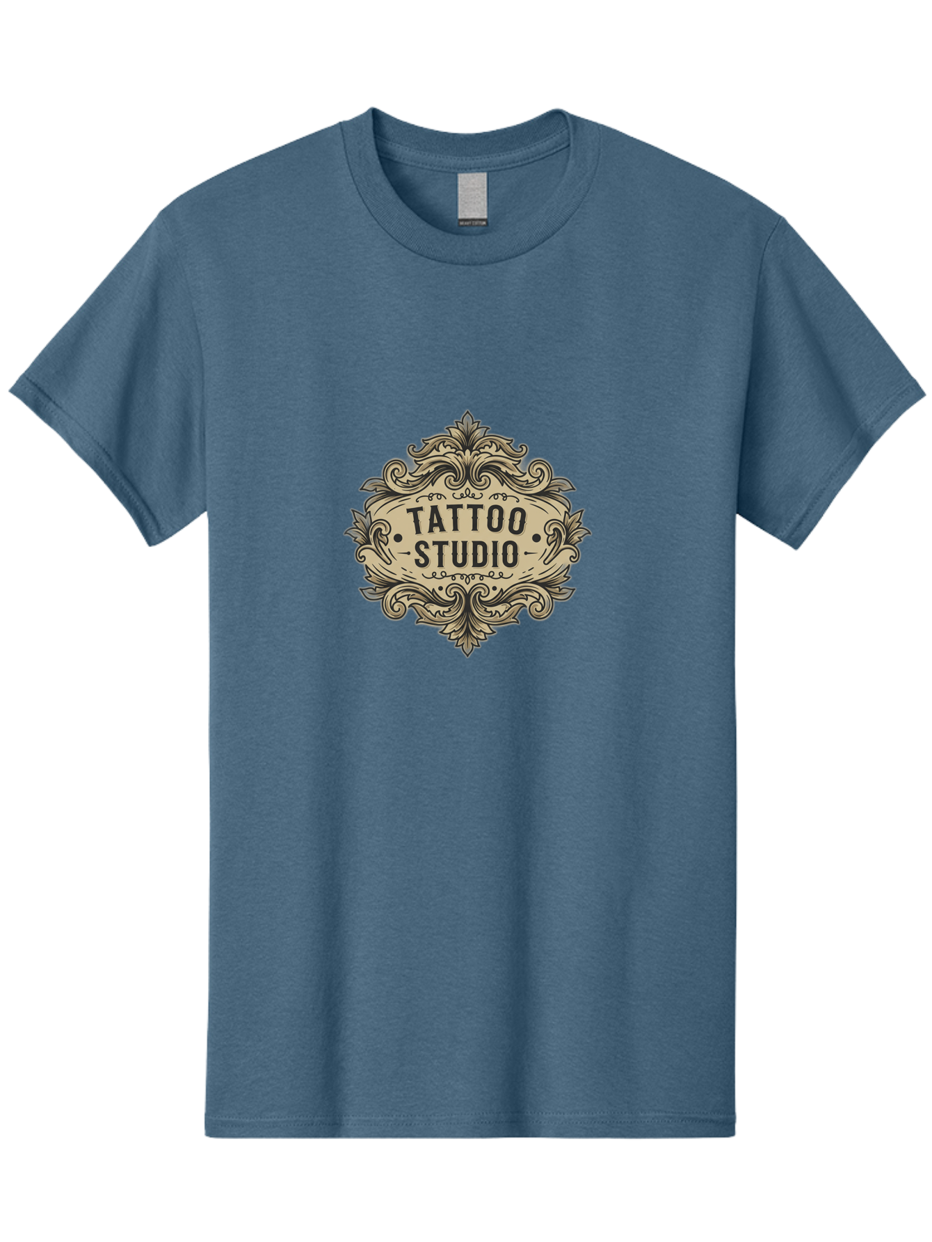 Tattoo-Studio-7 Men'S Graphic Tee, 100% Cotton, Comfortable Casual Summer Wear, Machine Washable, Tattoo Studio Logo, Vintage Design, Ornate Graphics, Classic Typography, Body Art, Tattoo Parlor, Intricate Details, Tattoo Artists Bad821