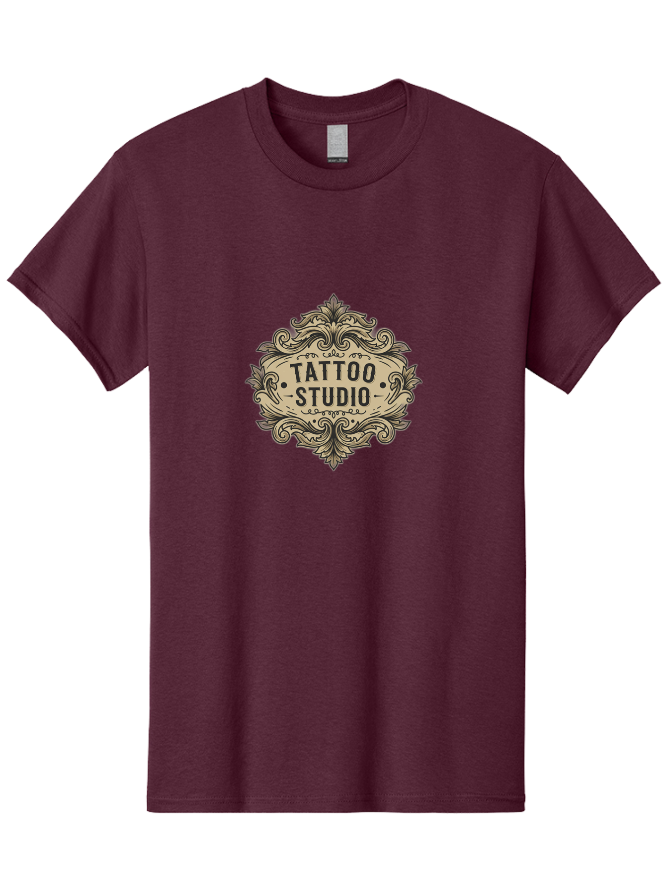 Tattoo-Studio-7 Men'S Graphic Tee, 100% Cotton, Comfortable Casual Summer Wear, Machine Washable, Tattoo Studio Logo, Vintage Design, Ornate Graphics, Classic Typography, Body Art, Tattoo Parlor, Intricate Details, Tattoo Artists Bad821