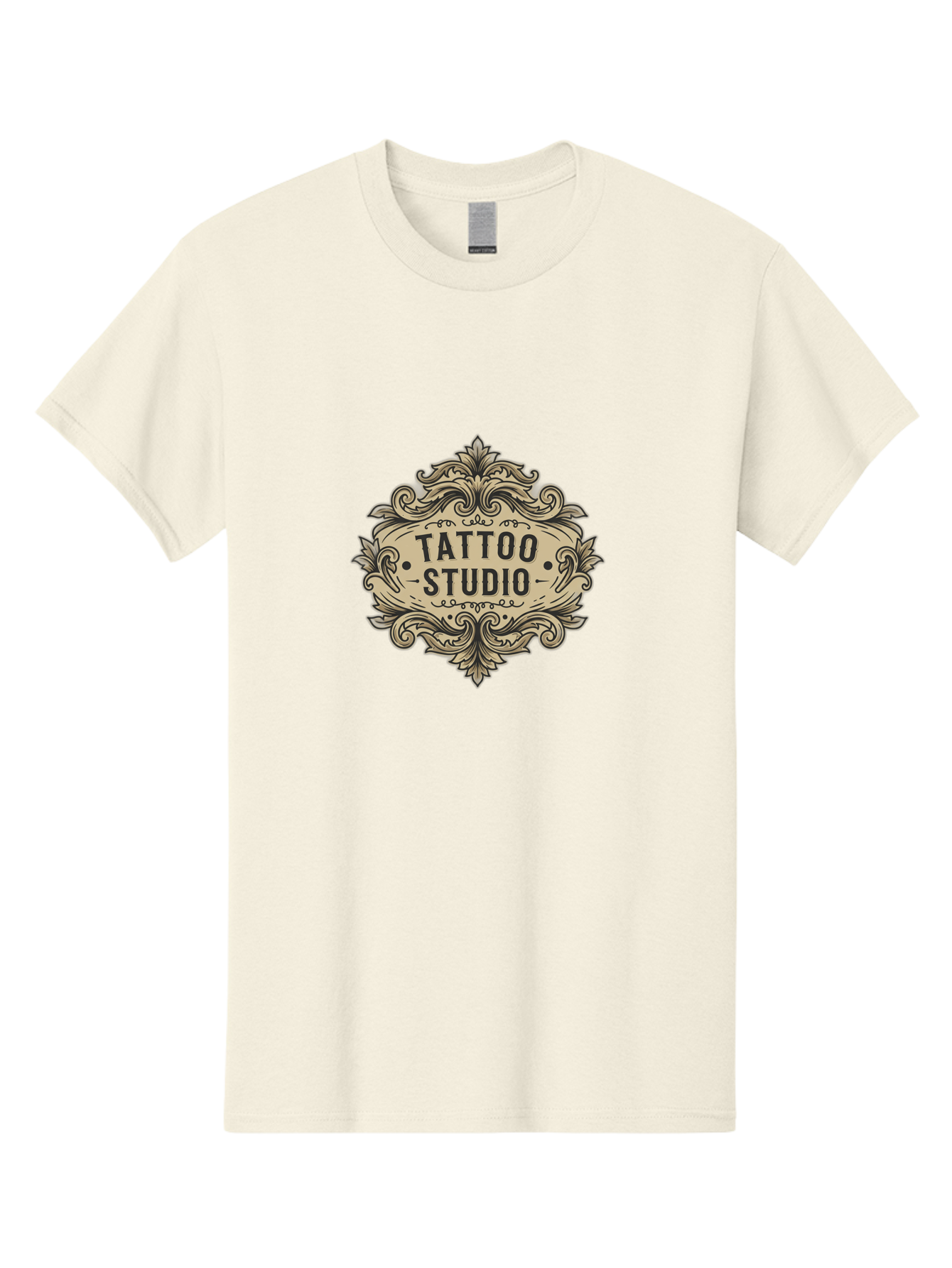 Tattoo-Studio-7 Men'S Graphic Tee, 100% Cotton, Comfortable Casual Summer Wear, Machine Washable, Tattoo Studio Logo, Vintage Design, Ornate Graphics, Classic Typography, Body Art, Tattoo Parlor, Intricate Details, Tattoo Artists Bad821