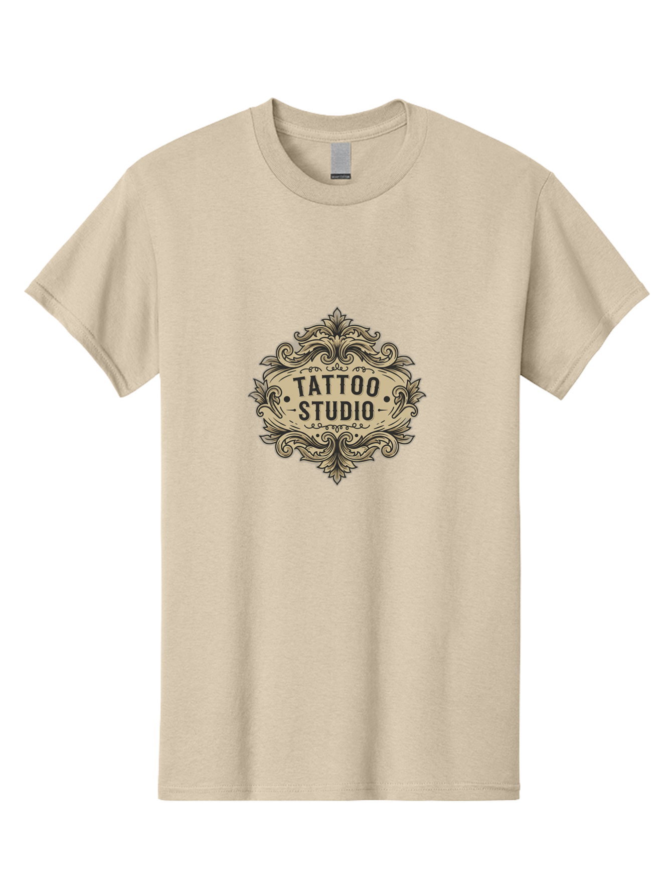 Tattoo-Studio-7 Men'S Graphic Tee, 100% Cotton, Comfortable Casual Summer Wear, Machine Washable, Tattoo Studio Logo, Vintage Design, Ornate Graphics, Classic Typography, Body Art, Tattoo Parlor, Intricate Details, Tattoo Artists Bad821