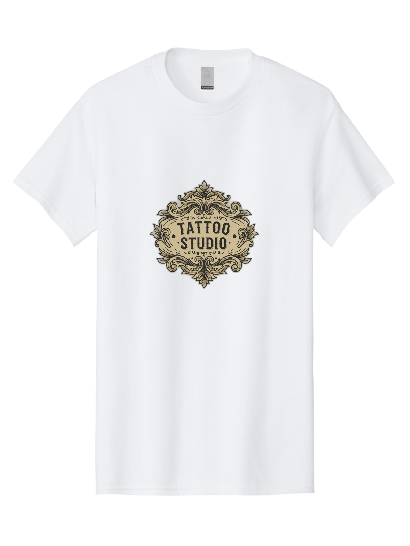 Tattoo-Studio-7 Men'S Graphic Tee, 100% Cotton, Comfortable Casual Summer Wear, Machine Washable, Tattoo Studio Logo, Vintage Design, Ornate Graphics, Classic Typography, Body Art, Tattoo Parlor, Intricate Details, Tattoo Artists Bad821