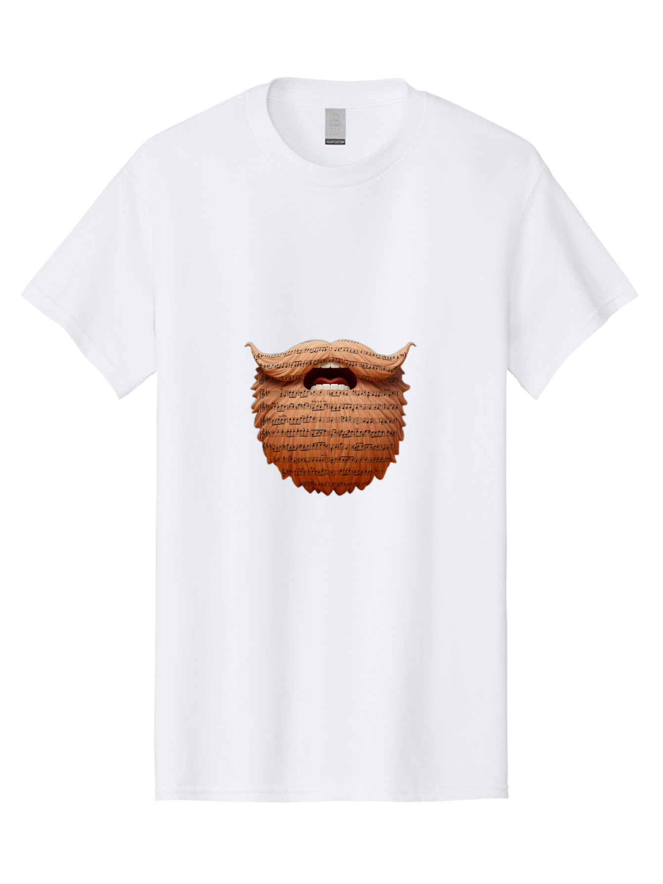 The-Barber-Of-Seville Men'S Graphic Tee, 100% Cotton, Comfortable Casual Summer Wear, Machine Washable, Musical Notes, Bearded Man, Singing, Music Art, Creative Illustration, Sheet Music, Melodic, Harmony, Vocal Performance, Bad834