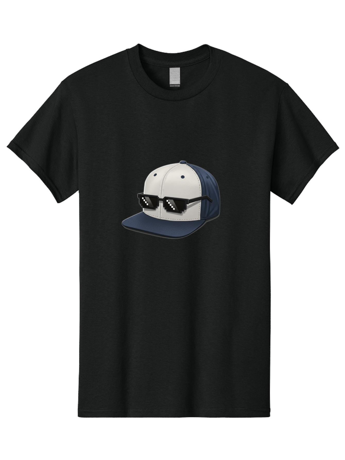 Thug-Life-Cap Men'S Graphic Tee, 100% Cotton, Comfortable Casual Summer Wear, Machine Washable, Baseball Cap, Thug Life, Pixelated Sunglasses, Trendy Fashion, Streetwear Style, Cool Accessories, Urban Clothing, Casual Wear, Modern Design, Bad839
