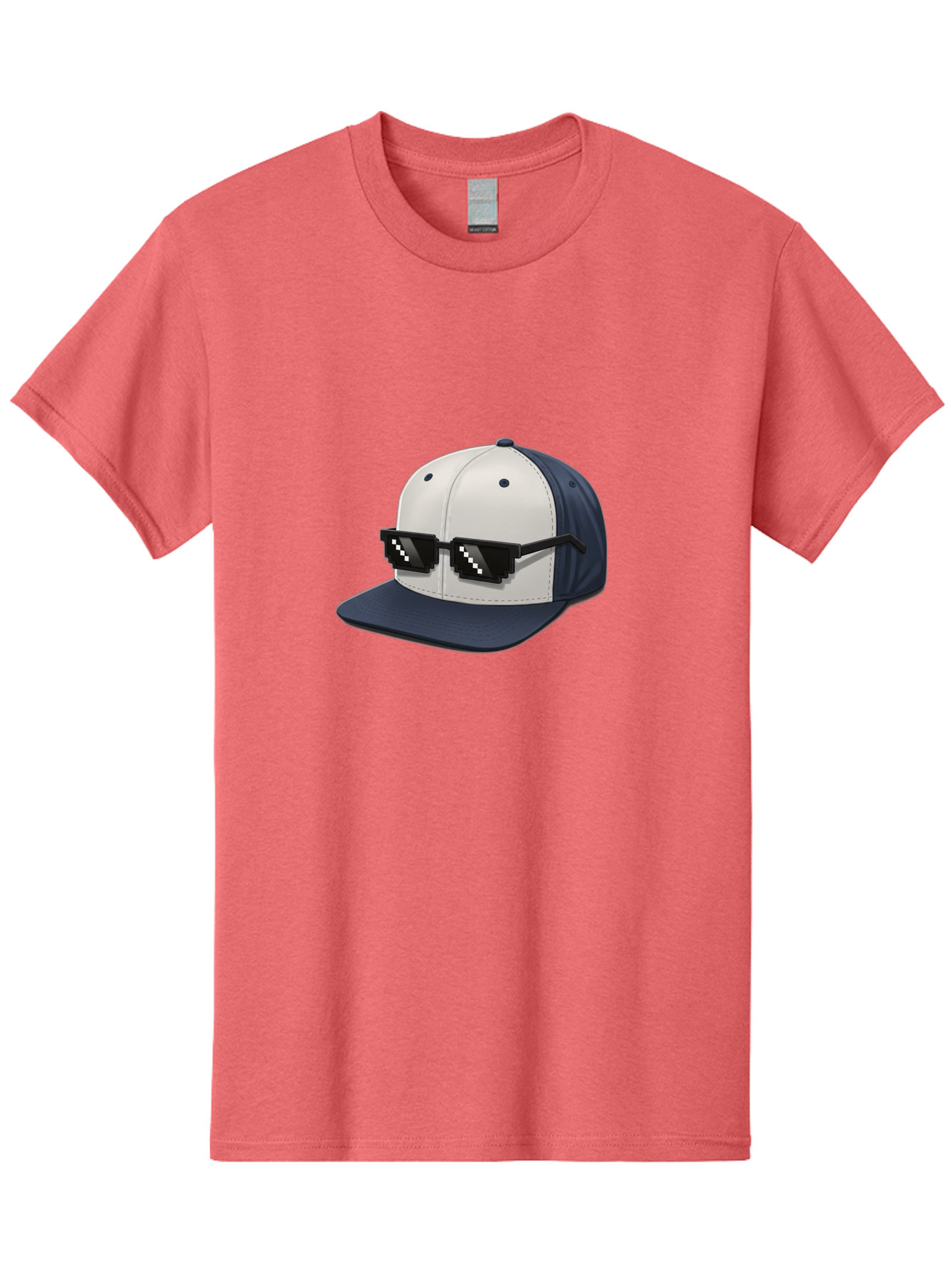 Thug-Life-Cap Men'S Graphic Tee, 100% Cotton, Comfortable Casual Summer Wear, Machine Washable, Baseball Cap, Thug Life, Pixelated Sunglasses, Trendy Fashion, Streetwear Style, Cool Accessories, Urban Clothing, Casual Wear, Modern Design, Bad839