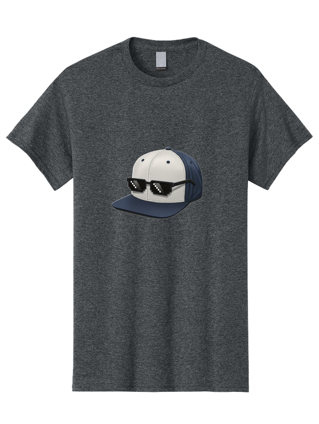 Thug-Life-Cap Men'S Graphic Tee, 100% Cotton, Comfortable Casual Summer Wear, Machine Washable, Baseball Cap, Thug Life, Pixelated Sunglasses, Trendy Fashion, Streetwear Style, Cool Accessories, Urban Clothing, Casual Wear, Modern Design, Bad839