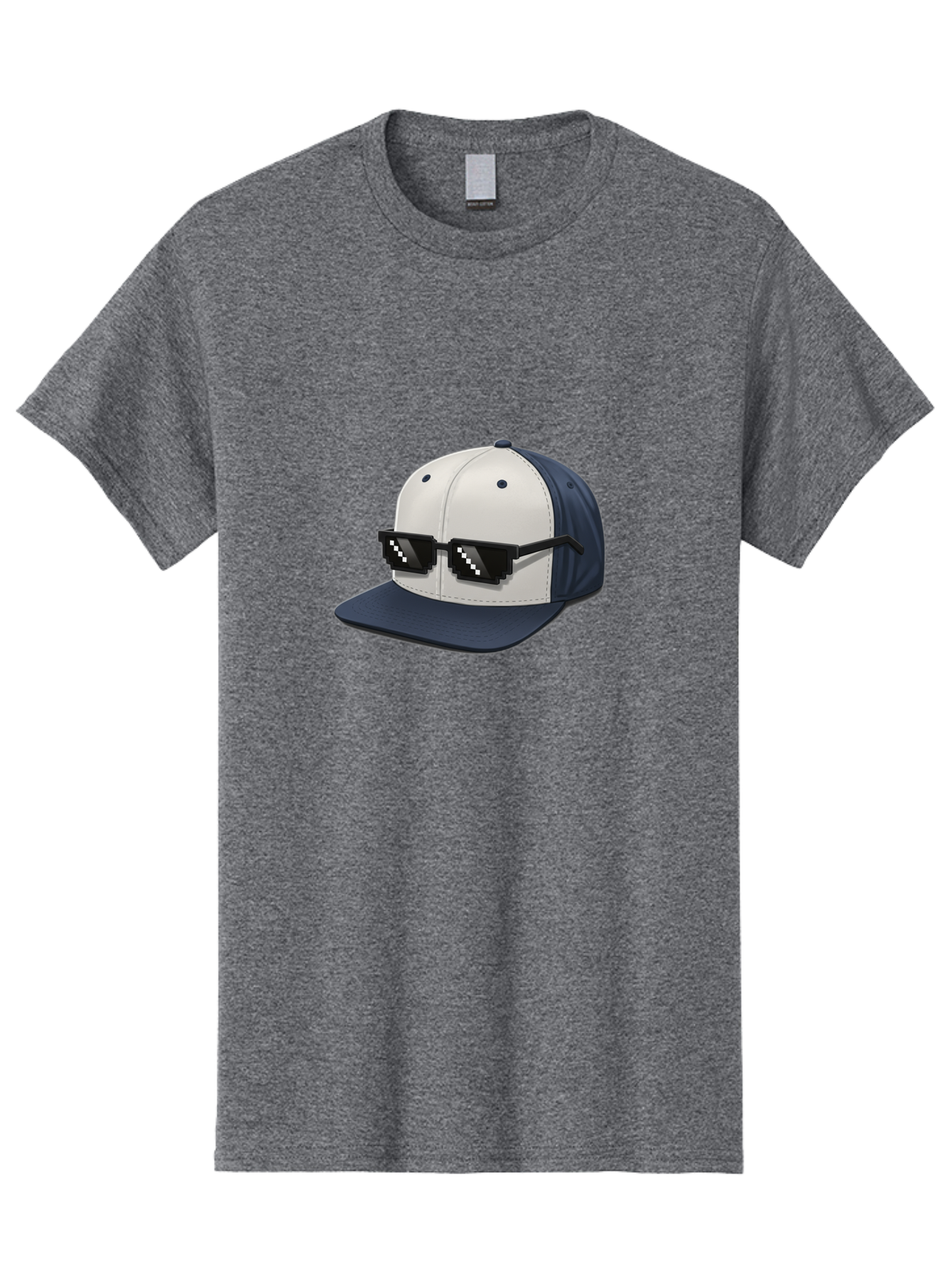 Thug-Life-Cap Men'S Graphic Tee, 100% Cotton, Comfortable Casual Summer Wear, Machine Washable, Baseball Cap, Thug Life, Pixelated Sunglasses, Trendy Fashion, Streetwear Style, Cool Accessories, Urban Clothing, Casual Wear, Modern Design, Bad839