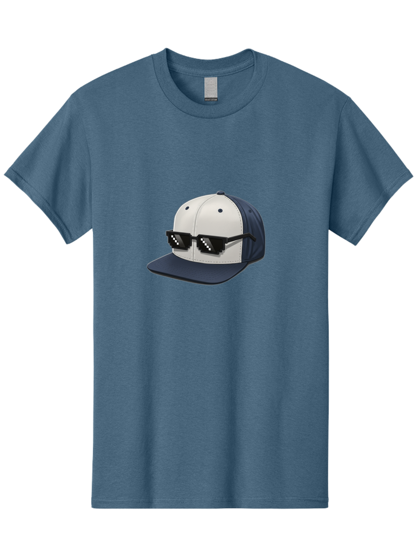 Thug-Life-Cap Men'S Graphic Tee, 100% Cotton, Comfortable Casual Summer Wear, Machine Washable, Baseball Cap, Thug Life, Pixelated Sunglasses, Trendy Fashion, Streetwear Style, Cool Accessories, Urban Clothing, Casual Wear, Modern Design, Bad839