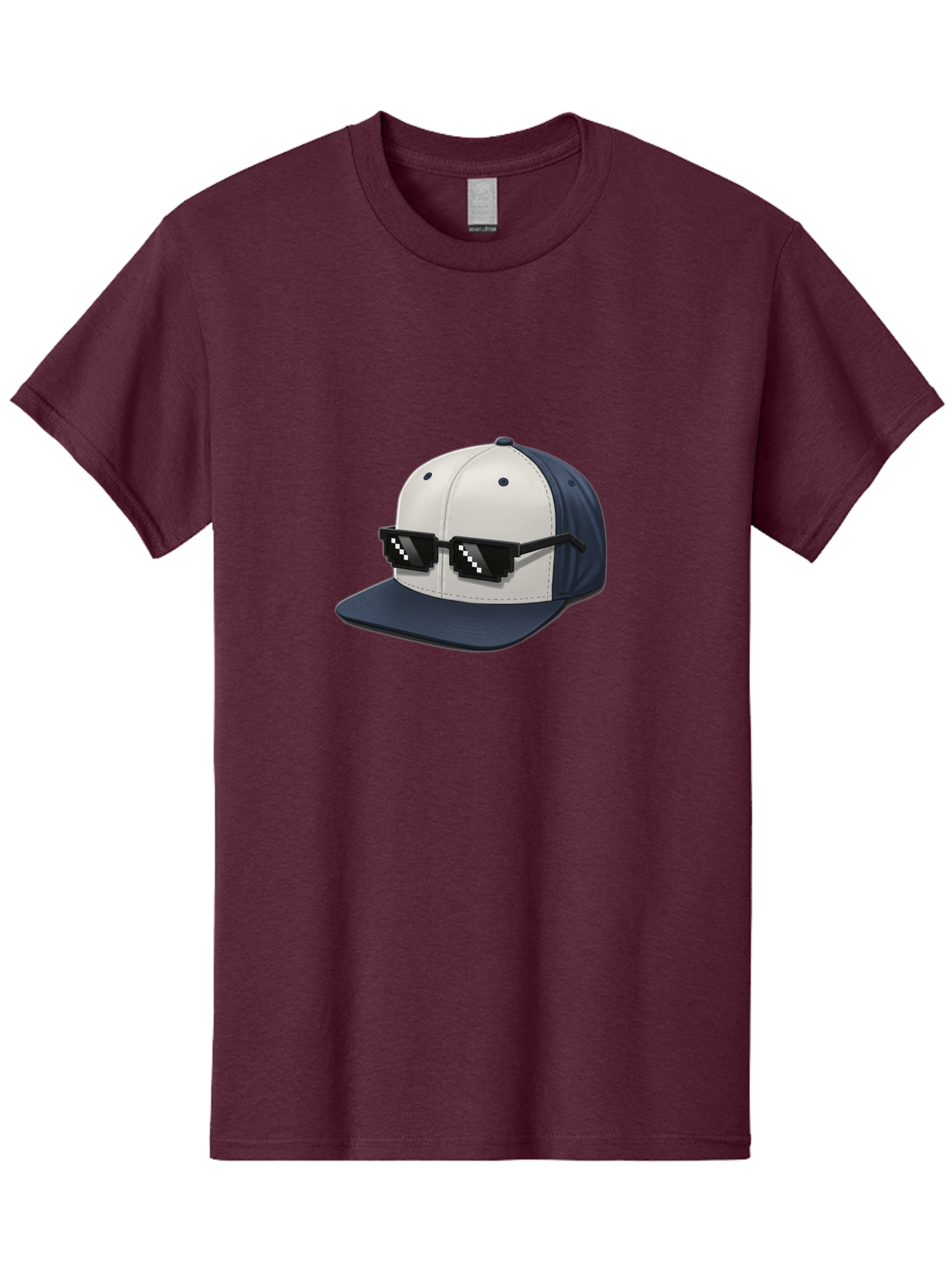 Thug-Life-Cap Men'S Graphic Tee, 100% Cotton, Comfortable Casual Summer Wear, Machine Washable, Baseball Cap, Thug Life, Pixelated Sunglasses, Trendy Fashion, Streetwear Style, Cool Accessories, Urban Clothing, Casual Wear, Modern Design, Bad839