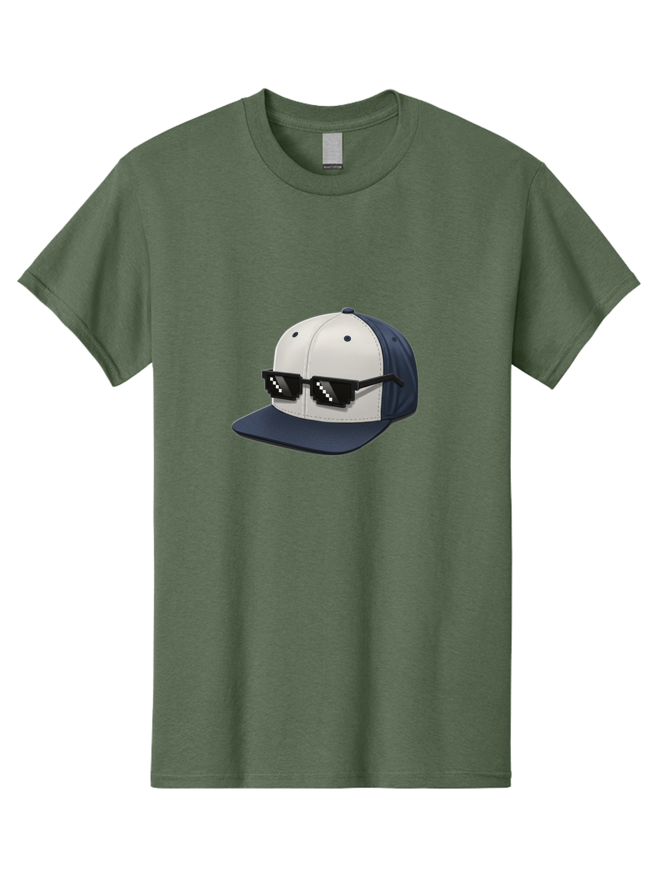 Thug-Life-Cap Men'S Graphic Tee, 100% Cotton, Comfortable Casual Summer Wear, Machine Washable, Baseball Cap, Thug Life, Pixelated Sunglasses, Trendy Fashion, Streetwear Style, Cool Accessories, Urban Clothing, Casual Wear, Modern Design, Bad839