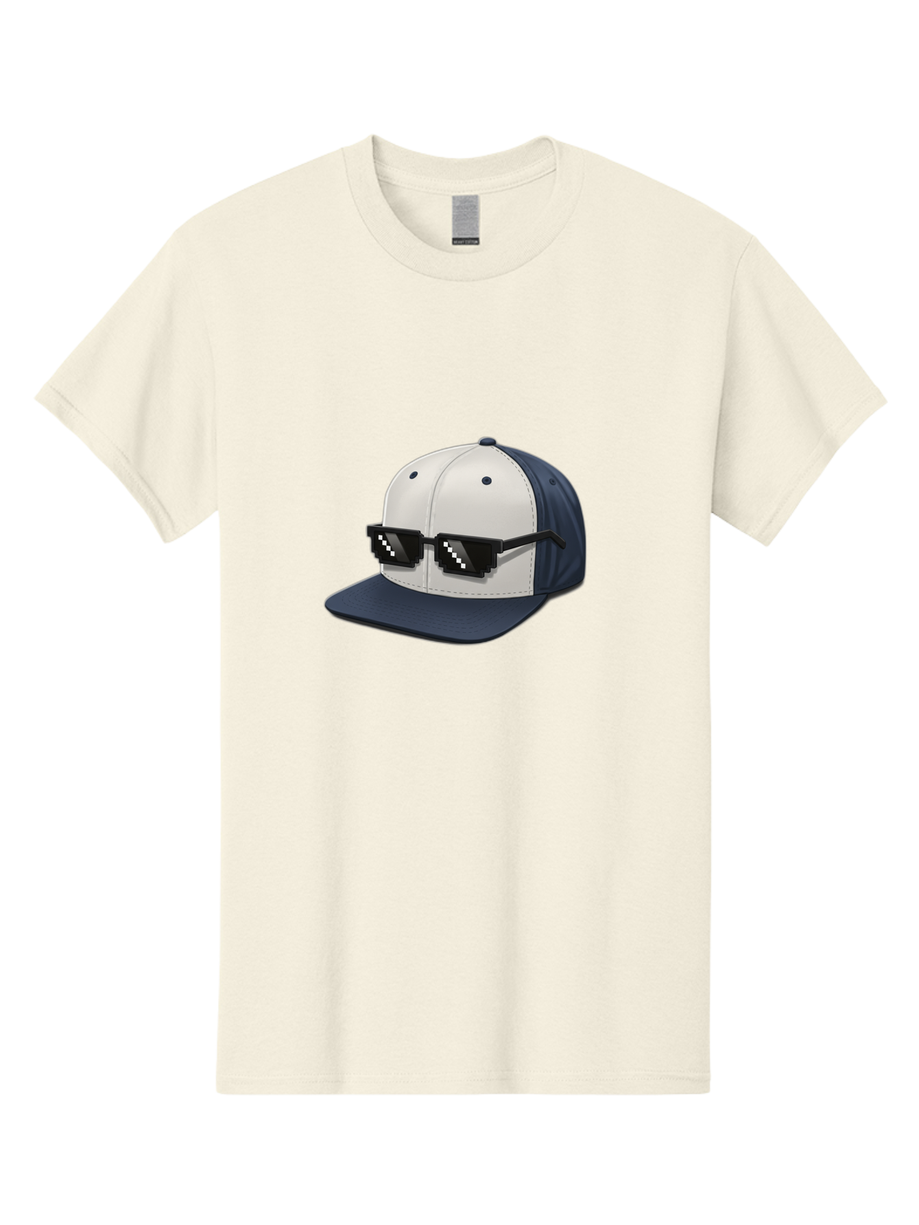 Thug-Life-Cap Men'S Graphic Tee, 100% Cotton, Comfortable Casual Summer Wear, Machine Washable, Baseball Cap, Thug Life, Pixelated Sunglasses, Trendy Fashion, Streetwear Style, Cool Accessories, Urban Clothing, Casual Wear, Modern Design, Bad839