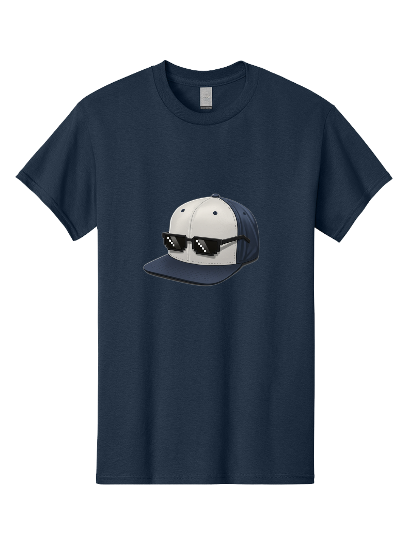 Thug-Life-Cap Men'S Graphic Tee, 100% Cotton, Comfortable Casual Summer Wear, Machine Washable, Baseball Cap, Thug Life, Pixelated Sunglasses, Trendy Fashion, Streetwear Style, Cool Accessories, Urban Clothing, Casual Wear, Modern Design, Bad839