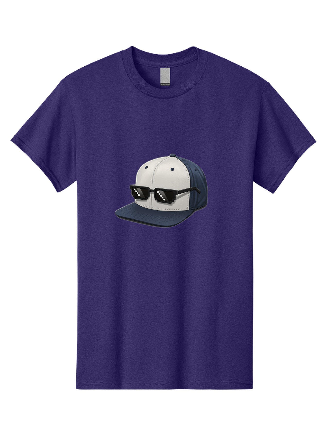 Thug-Life-Cap Men'S Graphic Tee, 100% Cotton, Comfortable Casual Summer Wear, Machine Washable, Baseball Cap, Thug Life, Pixelated Sunglasses, Trendy Fashion, Streetwear Style, Cool Accessories, Urban Clothing, Casual Wear, Modern Design, Bad839