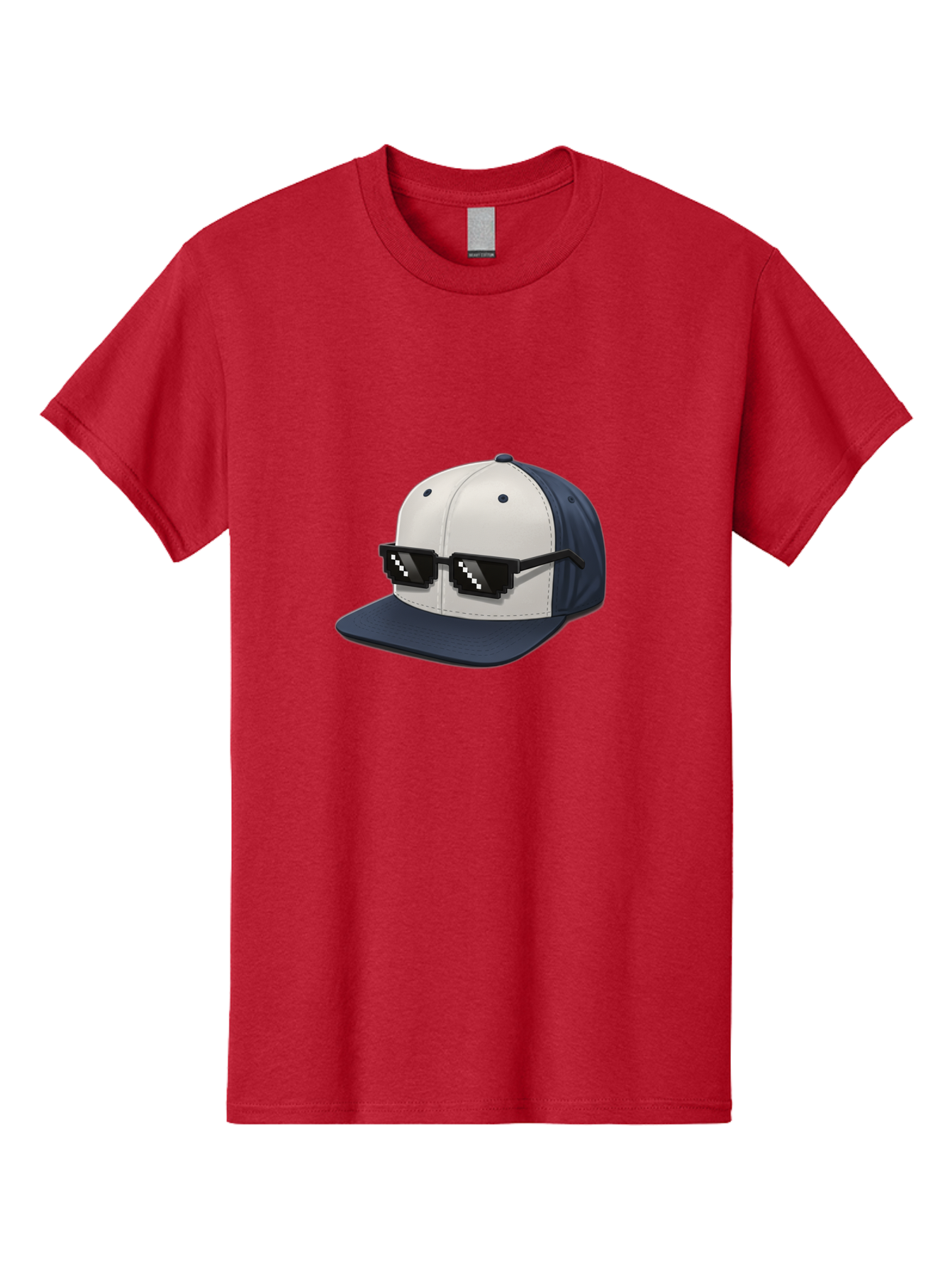 Thug-Life-Cap Men'S Graphic Tee, 100% Cotton, Comfortable Casual Summer Wear, Machine Washable, Baseball Cap, Thug Life, Pixelated Sunglasses, Trendy Fashion, Streetwear Style, Cool Accessories, Urban Clothing, Casual Wear, Modern Design, Bad839