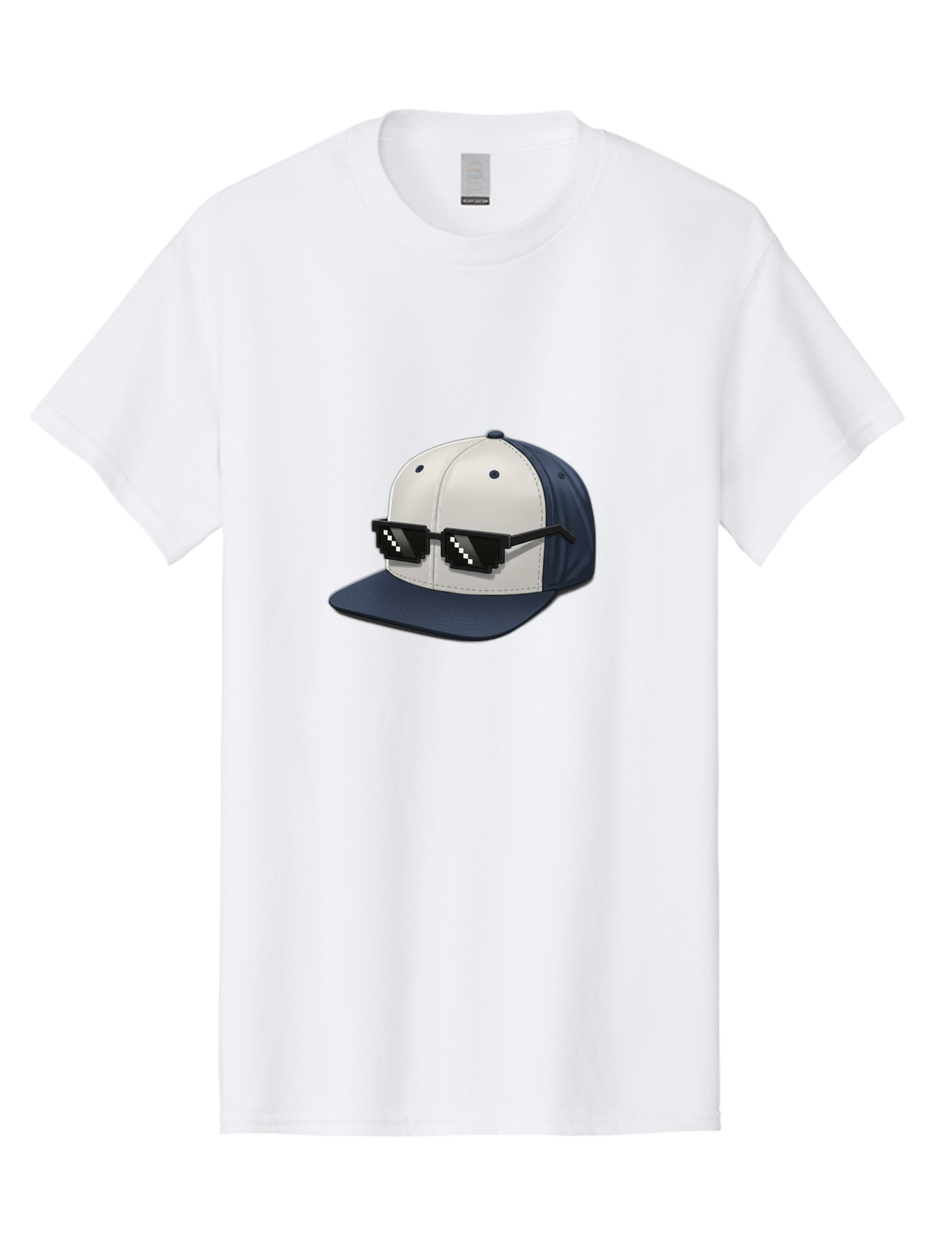 Thug-Life-Cap Men'S Graphic Tee, 100% Cotton, Comfortable Casual Summer Wear, Machine Washable, Baseball Cap, Thug Life, Pixelated Sunglasses, Trendy Fashion, Streetwear Style, Cool Accessories, Urban Clothing, Casual Wear, Modern Design, Bad839