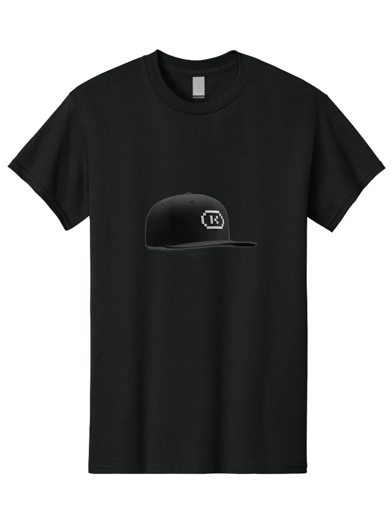 Tk-Baseball-Hat Men'S Graphic Tee, 100% Cotton, Comfortable Casual Summer Wear, Machine Washable, Black Baseball Cap, Pixel Art Logo, White 'R' Emblem, Trendy Headwear, Streetwear Fashion, Casual Style, Urban Apparel, Gamer Accessories, Bad845