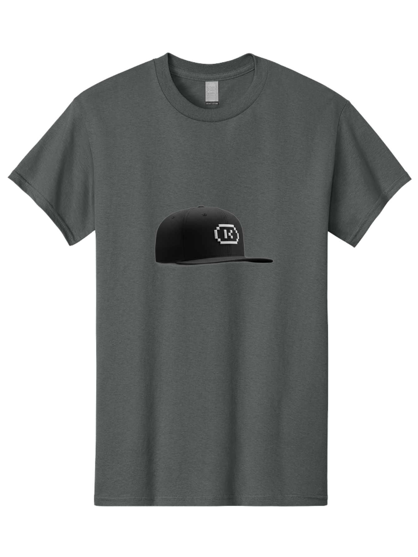 Tk-Baseball-Hat Men'S Graphic Tee, 100% Cotton, Comfortable Casual Summer Wear, Machine Washable, Black Baseball Cap, Pixel Art Logo, White 'R' Emblem, Trendy Headwear, Streetwear Fashion, Casual Style, Urban Apparel, Gamer Accessories, Bad845