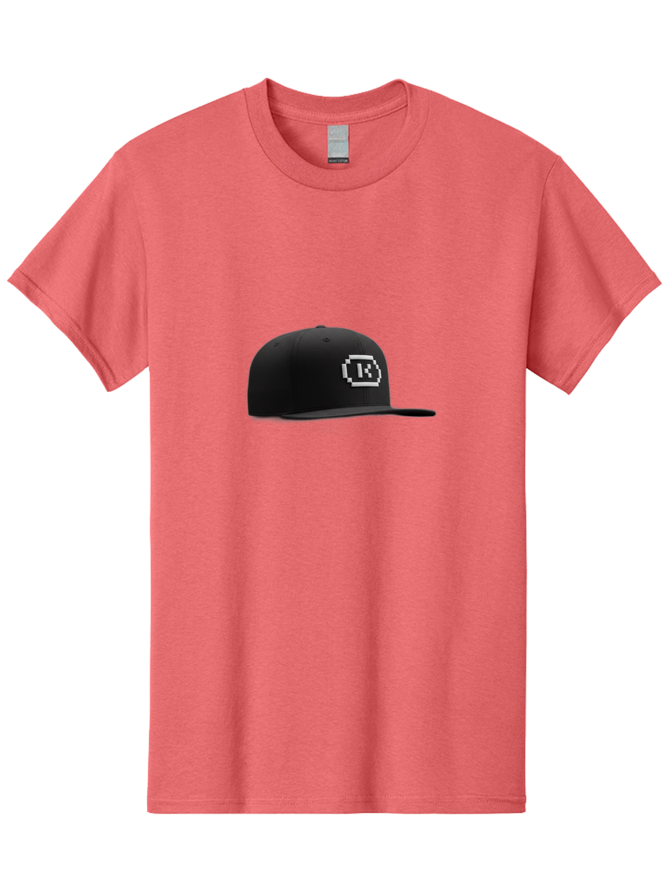 Tk-Baseball-Hat Men'S Graphic Tee, 100% Cotton, Comfortable Casual Summer Wear, Machine Washable, Black Baseball Cap, Pixel Art Logo, White 'R' Emblem, Trendy Headwear, Streetwear Fashion, Casual Style, Urban Apparel, Gamer Accessories, Bad845