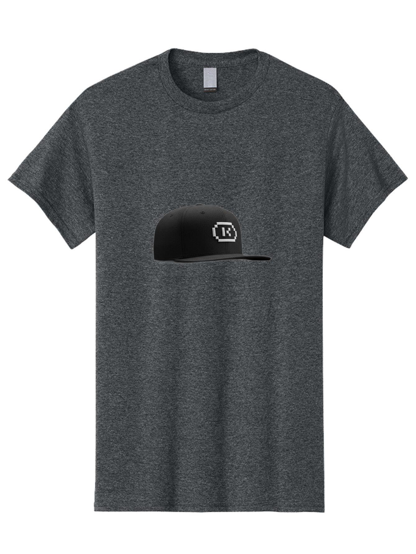 Tk-Baseball-Hat Men'S Graphic Tee, 100% Cotton, Comfortable Casual Summer Wear, Machine Washable, Black Baseball Cap, Pixel Art Logo, White 'R' Emblem, Trendy Headwear, Streetwear Fashion, Casual Style, Urban Apparel, Gamer Accessories, Bad845