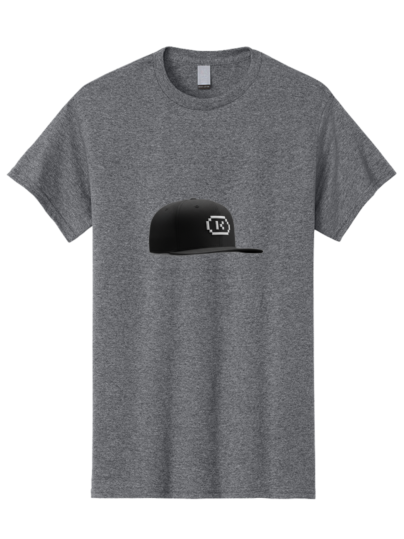 Tk-Baseball-Hat Men'S Graphic Tee, 100% Cotton, Comfortable Casual Summer Wear, Machine Washable, Black Baseball Cap, Pixel Art Logo, White 'R' Emblem, Trendy Headwear, Streetwear Fashion, Casual Style, Urban Apparel, Gamer Accessories, Bad845