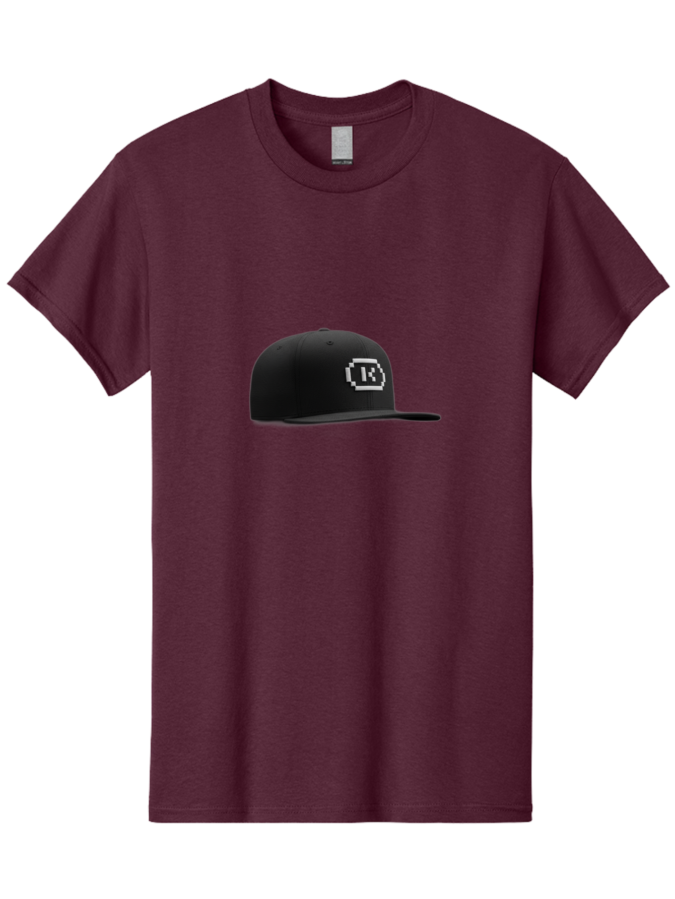 Tk-Baseball-Hat Men'S Graphic Tee, 100% Cotton, Comfortable Casual Summer Wear, Machine Washable, Black Baseball Cap, Pixel Art Logo, White 'R' Emblem, Trendy Headwear, Streetwear Fashion, Casual Style, Urban Apparel, Gamer Accessories, Bad845