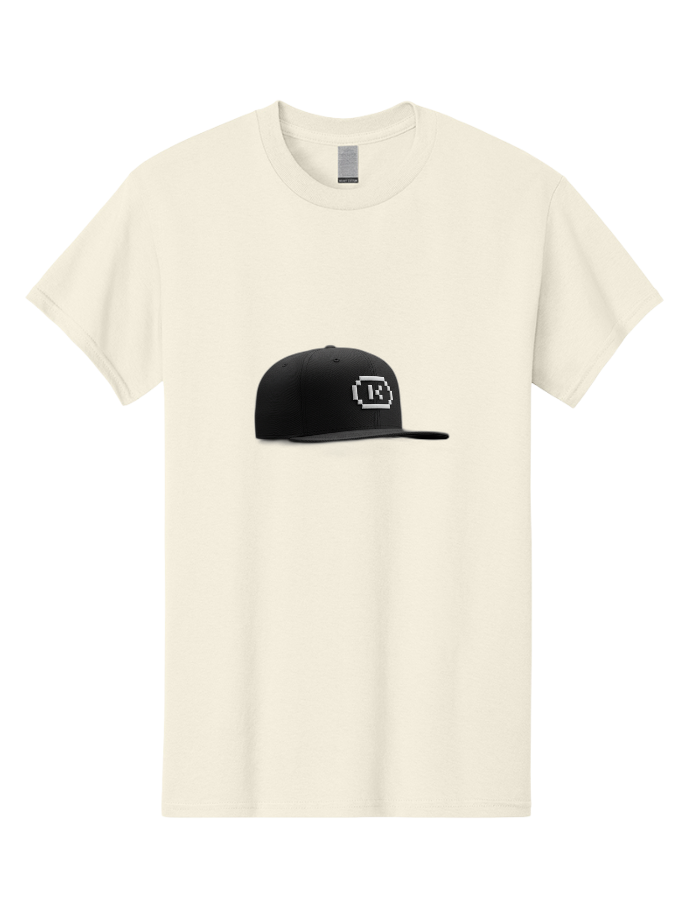 Tk-Baseball-Hat Men'S Graphic Tee, 100% Cotton, Comfortable Casual Summer Wear, Machine Washable, Black Baseball Cap, Pixel Art Logo, White 'R' Emblem, Trendy Headwear, Streetwear Fashion, Casual Style, Urban Apparel, Gamer Accessories, Bad845