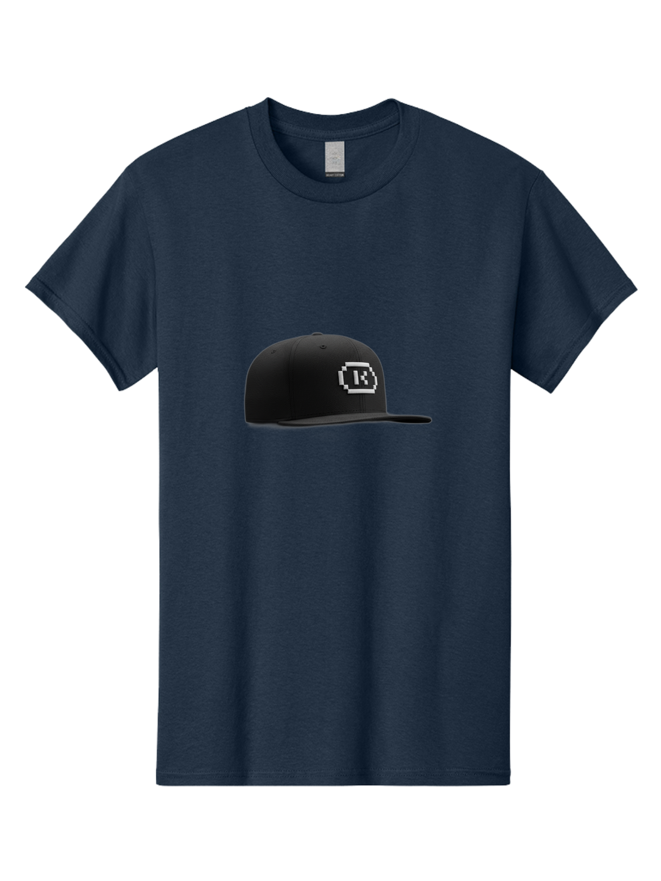 Tk-Baseball-Hat Men'S Graphic Tee, 100% Cotton, Comfortable Casual Summer Wear, Machine Washable, Black Baseball Cap, Pixel Art Logo, White 'R' Emblem, Trendy Headwear, Streetwear Fashion, Casual Style, Urban Apparel, Gamer Accessories, Bad845
