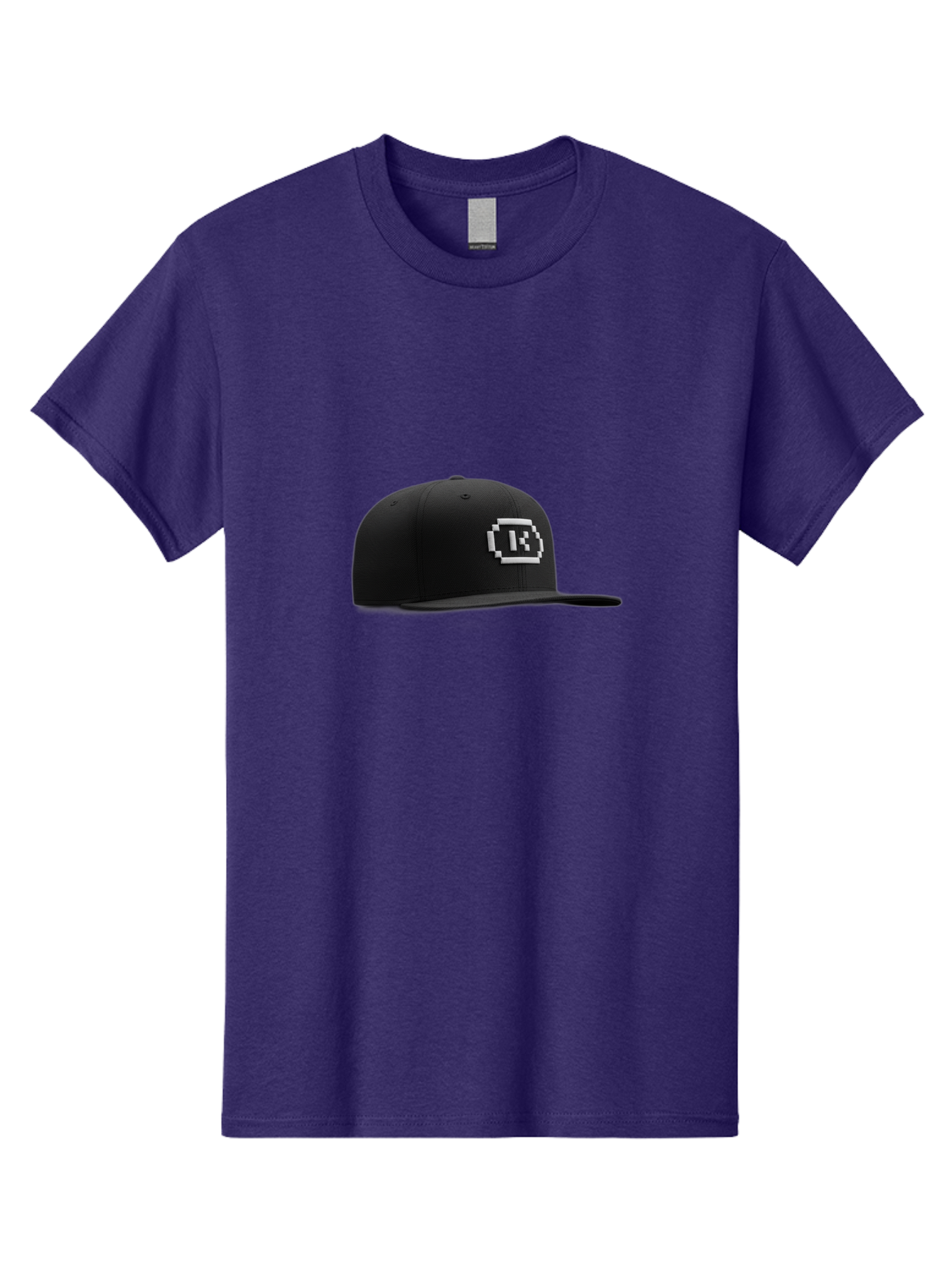 Tk-Baseball-Hat Men'S Graphic Tee, 100% Cotton, Comfortable Casual Summer Wear, Machine Washable, Black Baseball Cap, Pixel Art Logo, White 'R' Emblem, Trendy Headwear, Streetwear Fashion, Casual Style, Urban Apparel, Gamer Accessories, Bad845