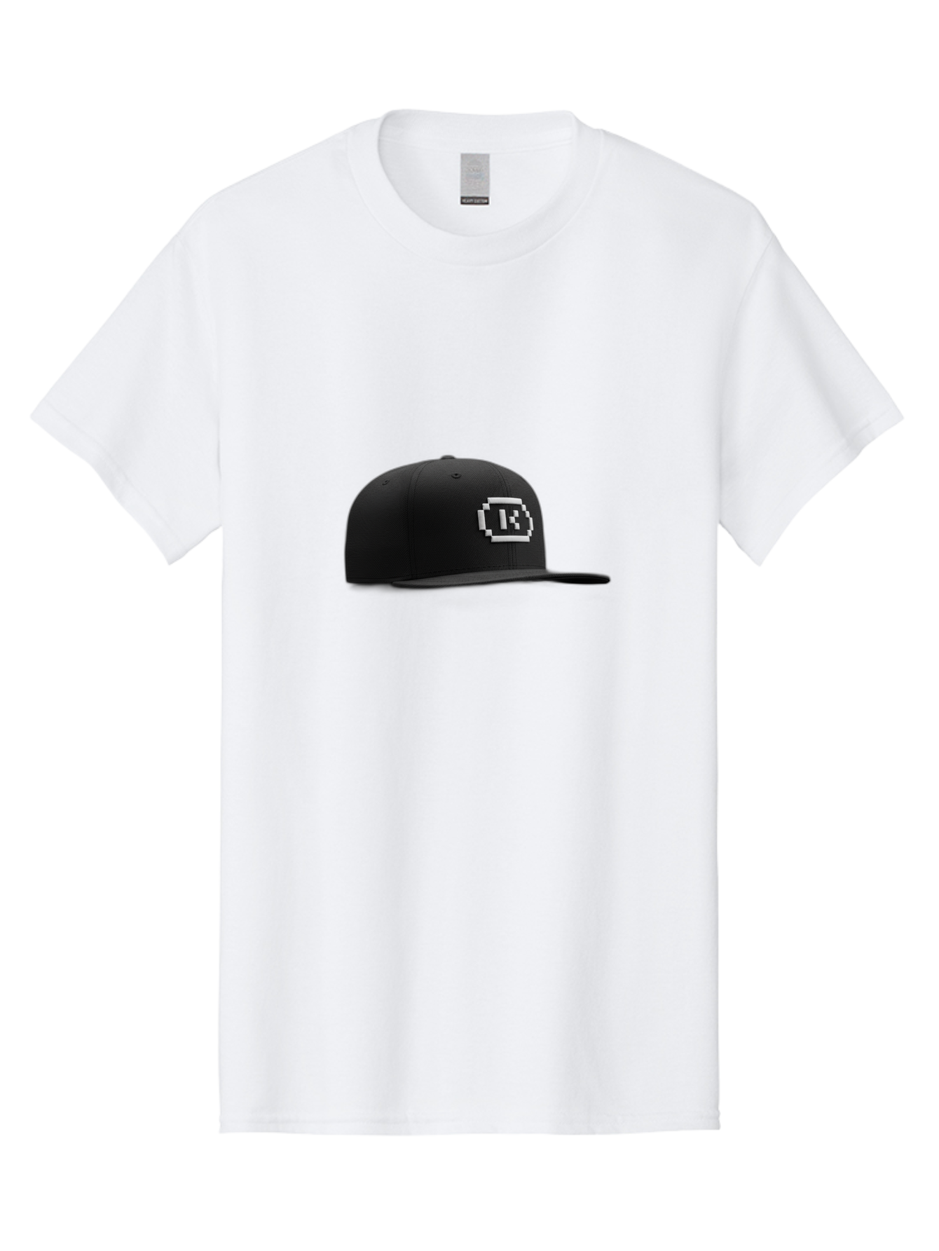 Tk-Baseball-Hat Men'S Graphic Tee, 100% Cotton, Comfortable Casual Summer Wear, Machine Washable, Black Baseball Cap, Pixel Art Logo, White 'R' Emblem, Trendy Headwear, Streetwear Fashion, Casual Style, Urban Apparel, Gamer Accessories, Bad845