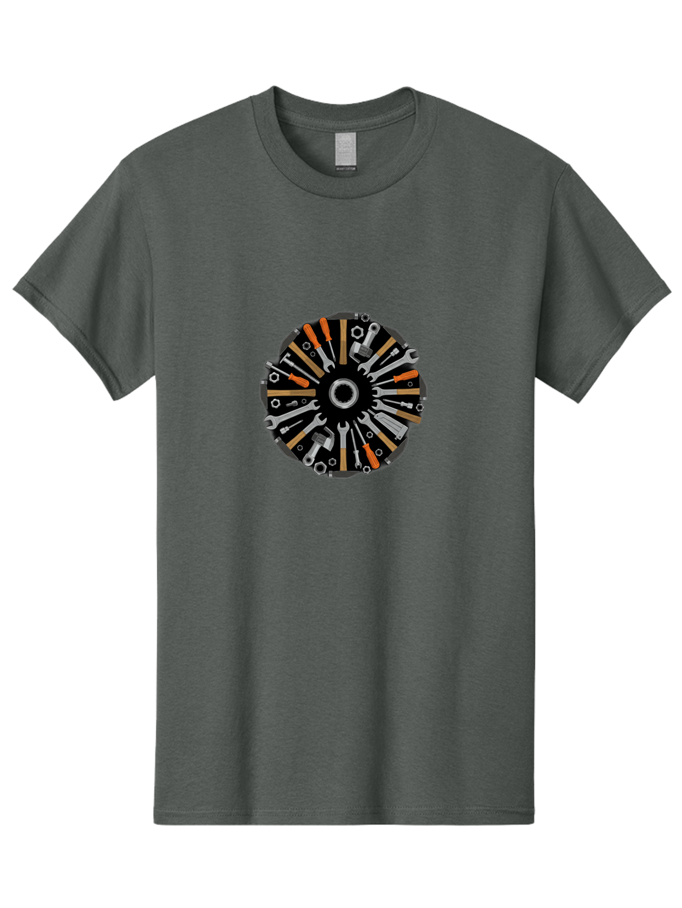 Tool-Wheel Men'S Graphic Tee, 100% Cotton, Comfortable Casual Summer Wear, Machine Washable, Wrenches, Screwdrivers, Pliers, Hand Tools, Diy, Toolbox, Hardware, Mechanics, Repair, Maintenance Bad846
