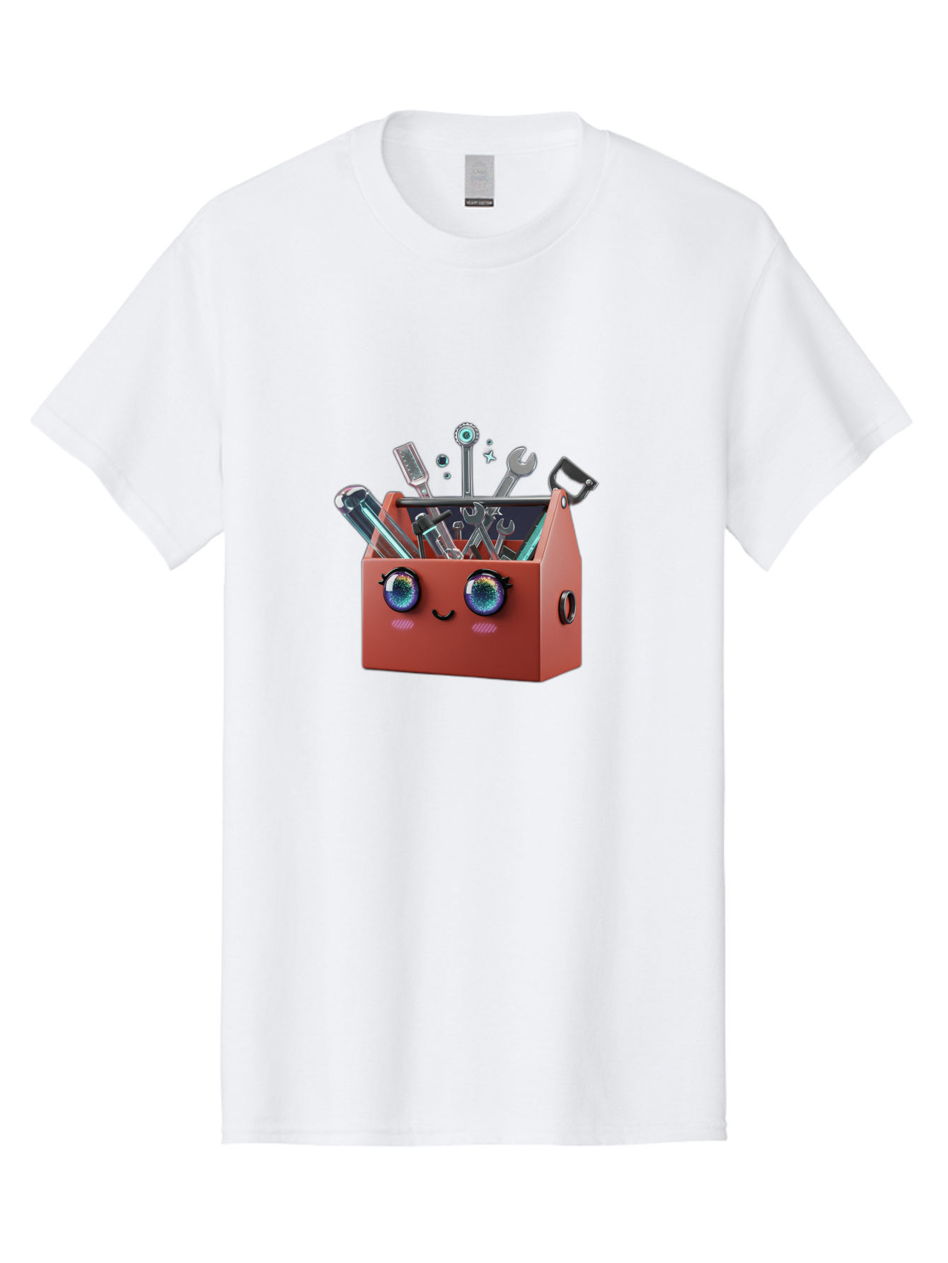 Toolbox-2 Men'S Graphic Tee, 100% Cotton, Comfortable Casual Summer Wear, Machine Washable, Tool Box With Face, Cartoon Tool Box, Toolbox With Tools, Wrenches And Screwdrivers, Diy, Handyman, Repair, Maintenance, Colorful Eyes Bad848