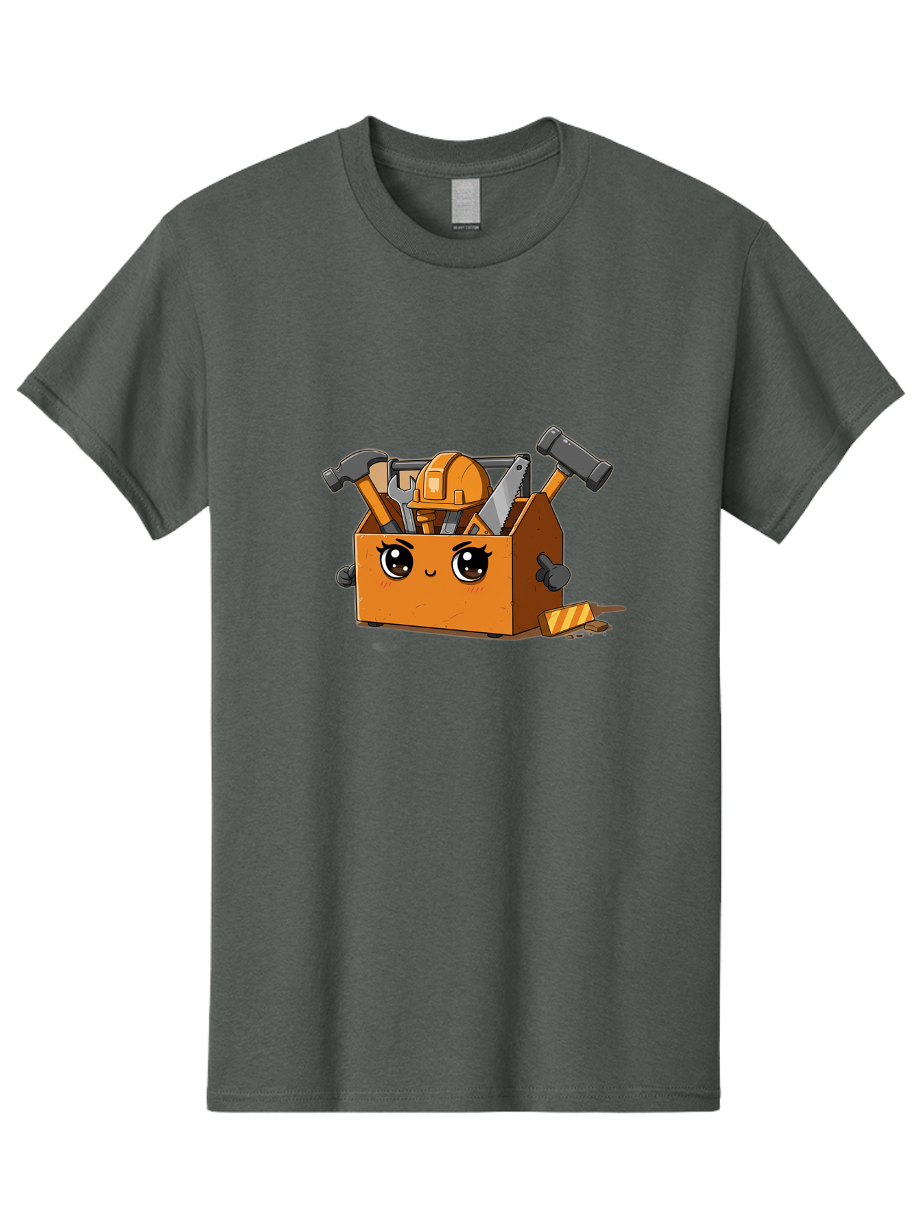 Toolbox-3 Men'S Graphic Tee, 100% Cotton, Comfortable Casual Summer Wear, Machine Washable, Toolbox With Tools, Cartoon Style, Adorable Character, Hammer, Saw, Wrench, Hard Hat, Diy, Handyman, Construction Equipment, Cartoon Character Bad849