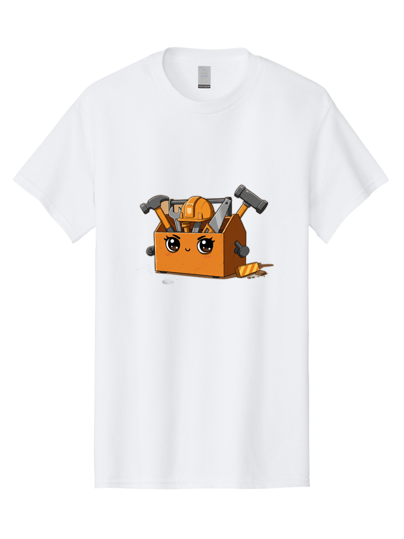 Toolbox-3 Men'S Graphic Tee, 100% Cotton, Comfortable Casual Summer Wear, Machine Washable, Toolbox With Tools, Cartoon Style, Adorable Character, Hammer, Saw, Wrench, Hard Hat, Diy, Handyman, Construction Equipment, Cartoon Character Bad849