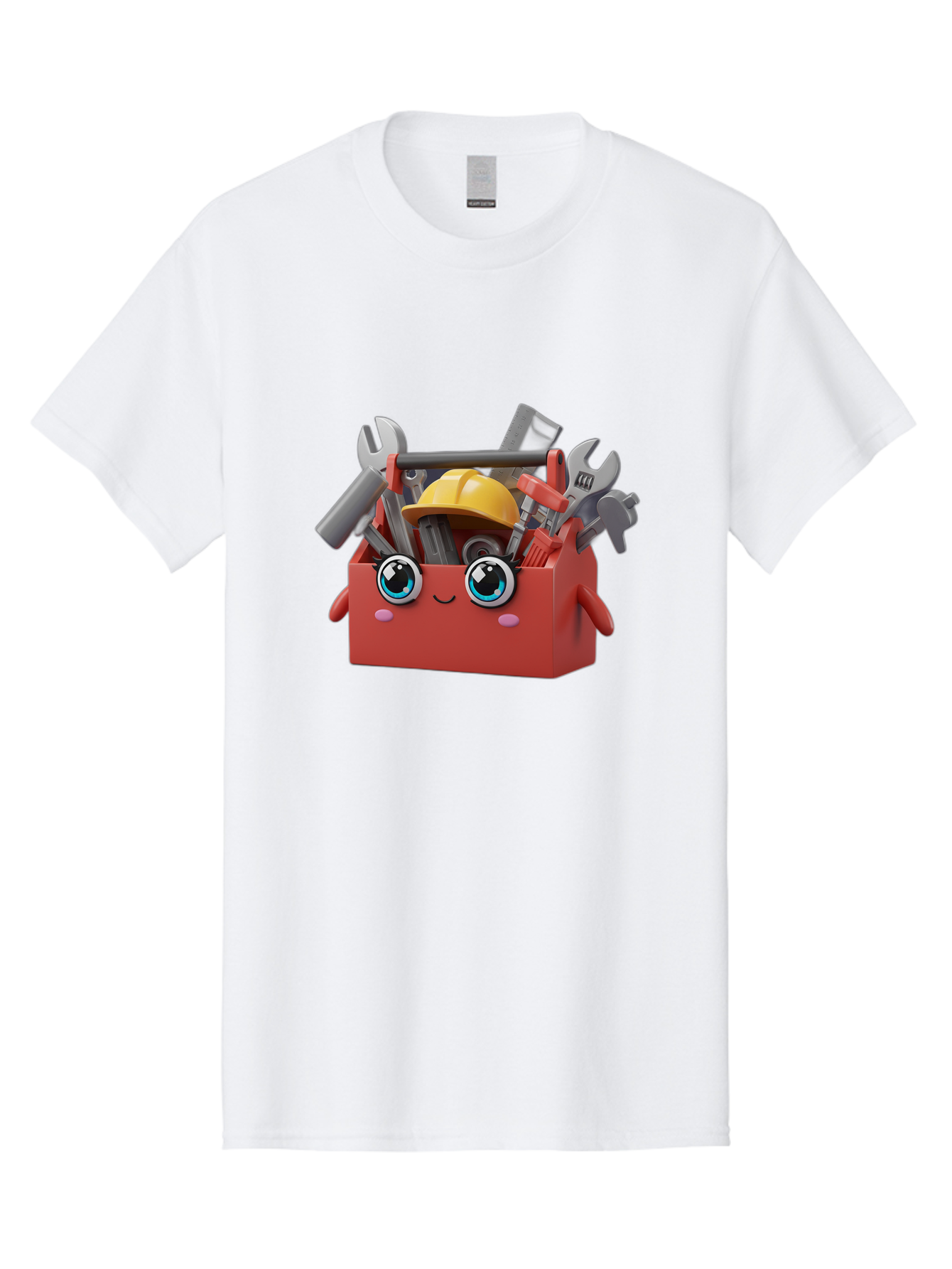 Toolbox Men'S Graphic Tee, 100% Cotton, Comfortable Casual Summer Wear, Machine Washable, Toolbox With Tools, Construction Equipment, Cartoon Character, 3D Illustration, Wrenches, Pliers, Hammer, Hard Hat, Diy Project, Handyman, Repair, Bad851