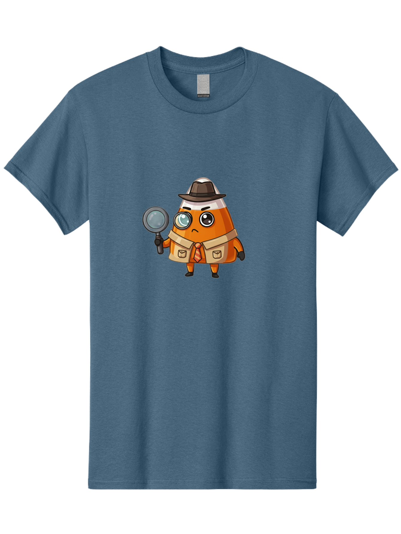 Traffic-Cone-Detective Men'S Graphic Tee, 100% Cotton, Comfortable Casual Summer Wear, Machine Washable, Detective Cone, Cartoon Character, Magnifying Glass, Trench Coat, Fedora Hat, Detective Clothing, Crime Scene Investigation, Bad855