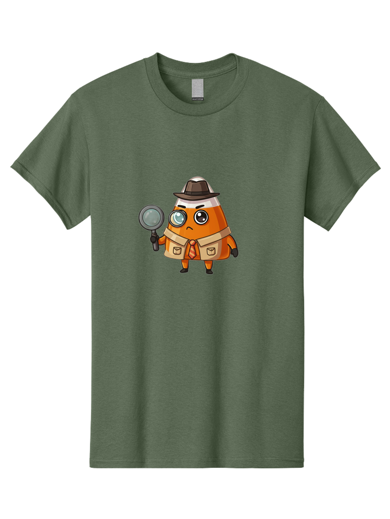 Traffic-Cone-Detective Men'S Graphic Tee, 100% Cotton, Comfortable Casual Summer Wear, Machine Washable, Detective Cone, Cartoon Character, Magnifying Glass, Trench Coat, Fedora Hat, Detective Clothing, Crime Scene Investigation, Bad855