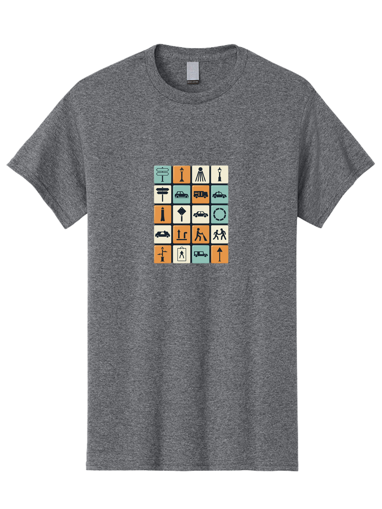 Traffic-Signs Men'S Graphic Tee, 100% Cotton, Comfortable Casual Summer Wear, Machine Washable, Traffic Signs, Road Signs, Direction Signs, Traffic Icons, Street Signs, Navigation Symbols, Transportation Graphics, Urban Planning, Road Safety, Bad856