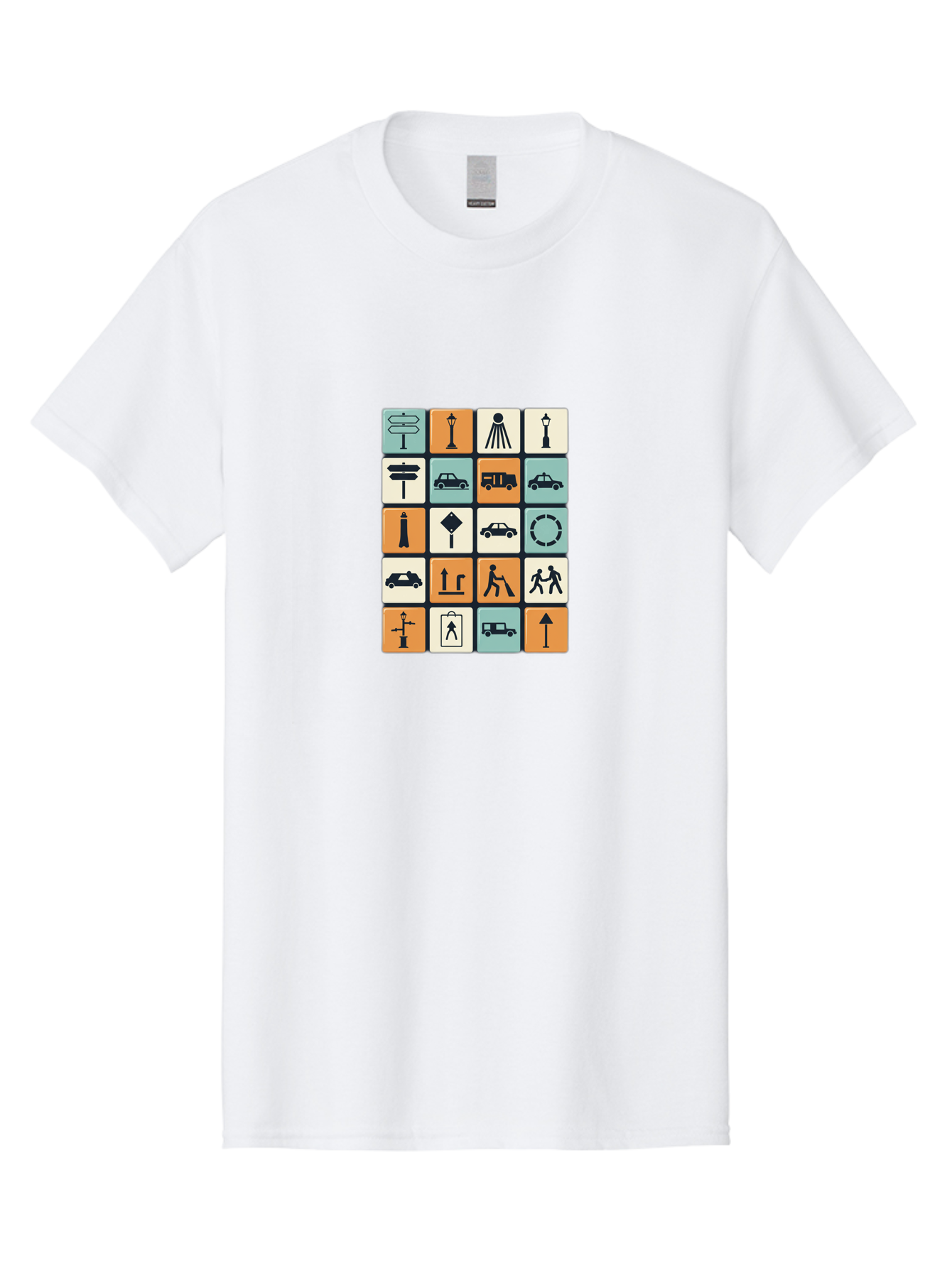 Traffic-Signs Men'S Graphic Tee, 100% Cotton, Comfortable Casual Summer Wear, Machine Washable, Traffic Signs, Road Signs, Direction Signs, Traffic Icons, Street Signs, Navigation Symbols, Transportation Graphics, Urban Planning, Road Safety, Bad856