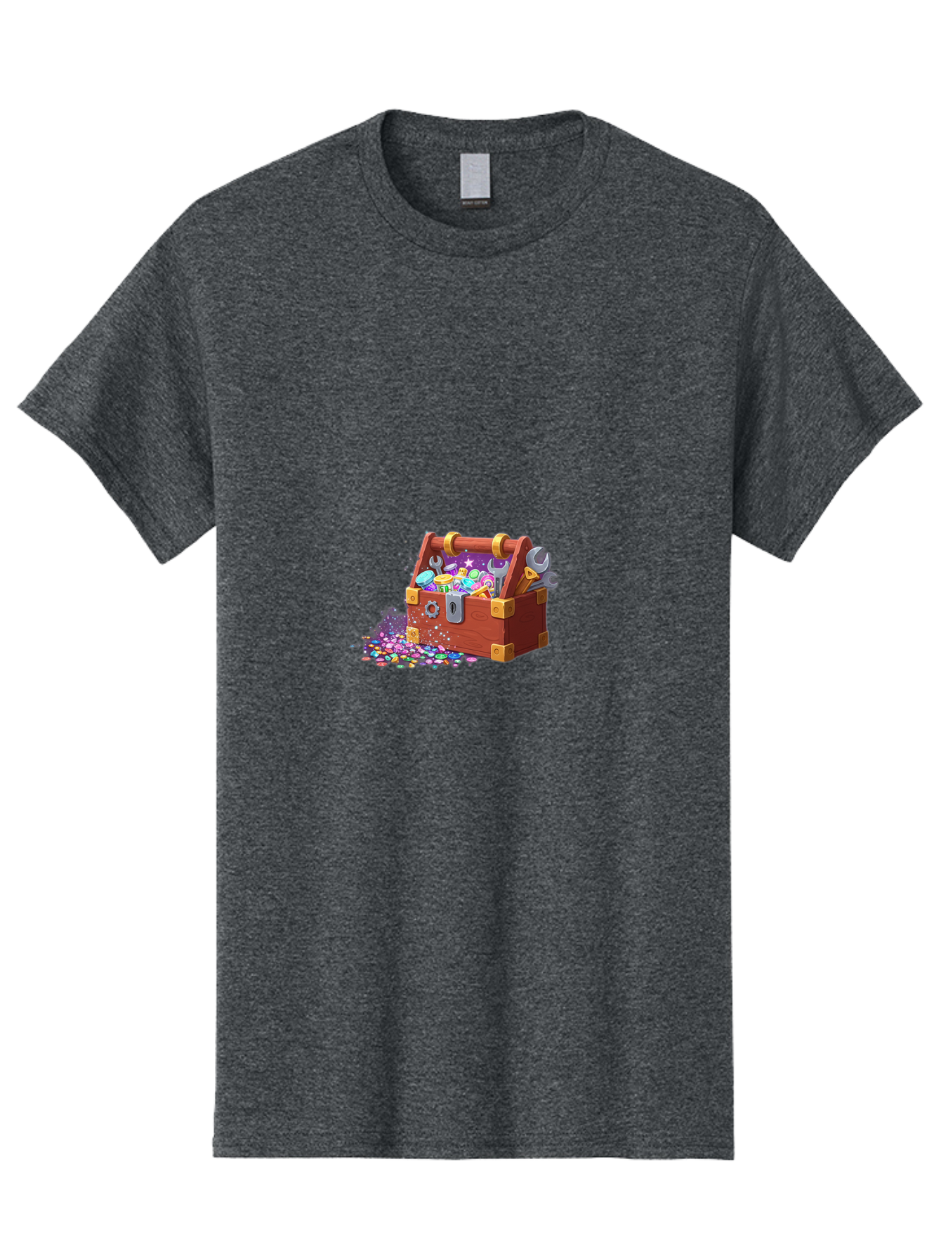 Treasure-Box Men'S Graphic Tee, 100% Cotton, Comfortable Casual Summer Wear, Machine Washable, Wood Treasure Chest, Colorful Jewels, Gemstones, Treasure, Loot, Gaming Treasure, Gaming Rewards, Loot Box, Puzzle Pieces, Shiny Objects, Bad858