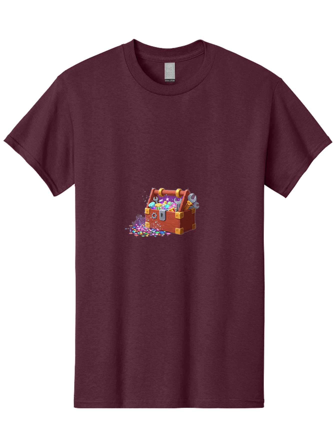 Treasure-Box Men'S Graphic Tee, 100% Cotton, Comfortable Casual Summer Wear, Machine Washable, Wood Treasure Chest, Colorful Jewels, Gemstones, Treasure, Loot, Gaming Treasure, Gaming Rewards, Loot Box, Puzzle Pieces, Shiny Objects, Bad858