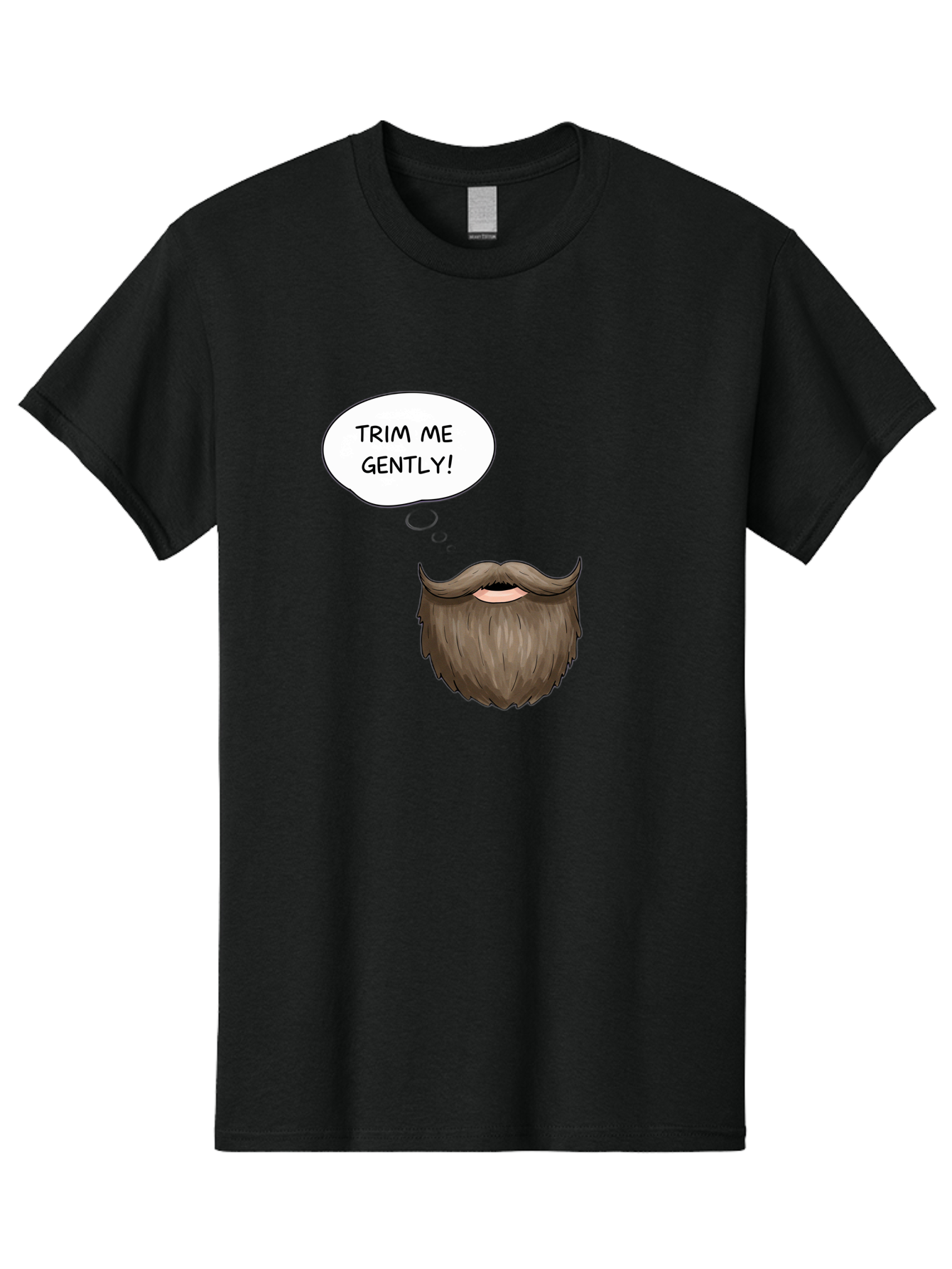 Trim-Me-Gently-2 Men'S Graphic Tee, 100% Cotton, Comfortable Casual Summer Wear, Machine Washable, Funny Cartoon Beard, Humorous Illustration, Whimsical Character, Mustache And Beard Combo, Playful Typography, Quirky Design, Bold Text, Bad863