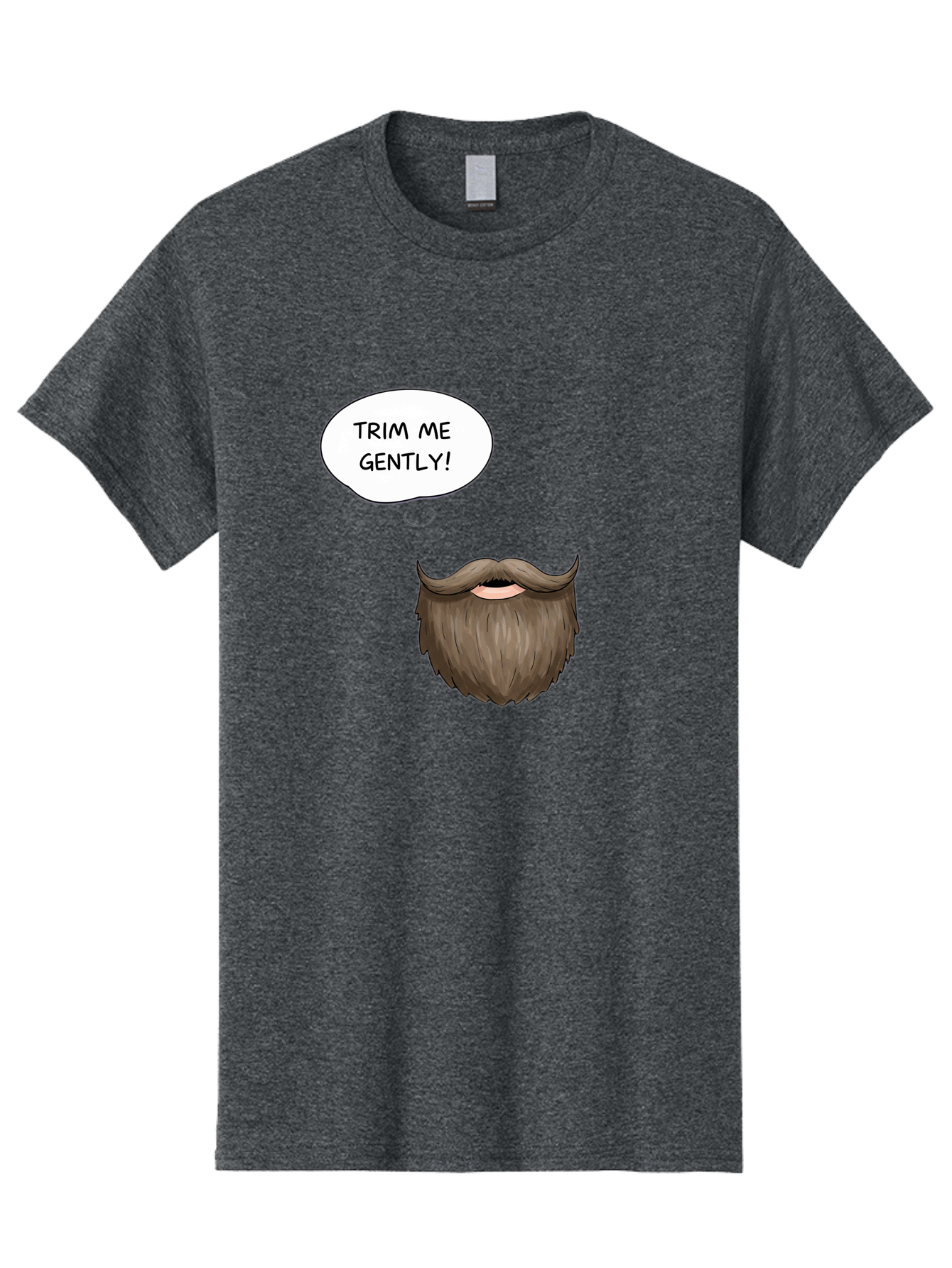 Trim-Me-Gently-2 Men'S Graphic Tee, 100% Cotton, Comfortable Casual Summer Wear, Machine Washable, Funny Cartoon Beard, Humorous Illustration, Whimsical Character, Mustache And Beard Combo, Playful Typography, Quirky Design, Bold Text, Bad863