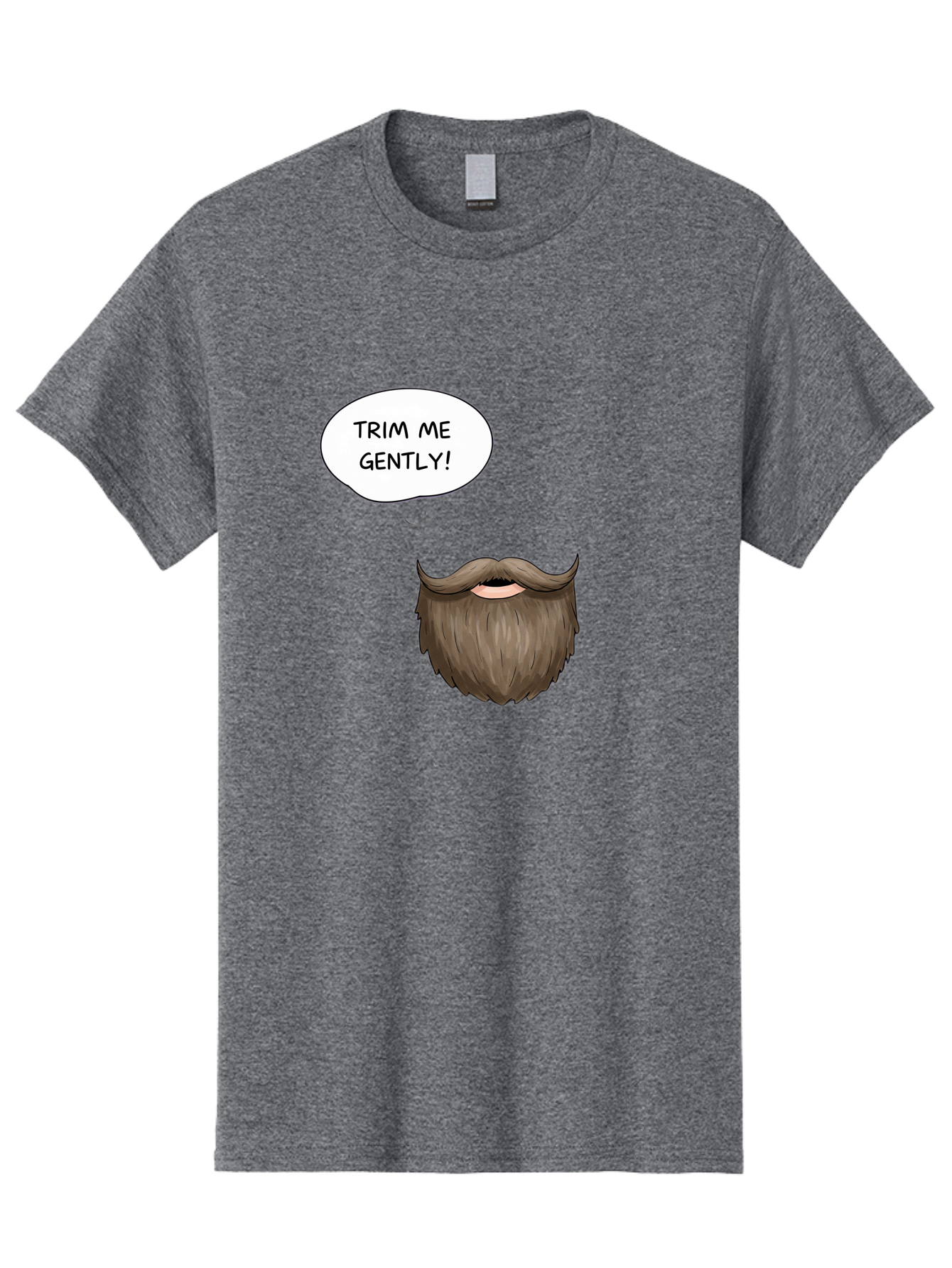 Trim-Me-Gently-2 Men'S Graphic Tee, 100% Cotton, Comfortable Casual Summer Wear, Machine Washable, Funny Cartoon Beard, Humorous Illustration, Whimsical Character, Mustache And Beard Combo, Playful Typography, Quirky Design, Bold Text, Bad863