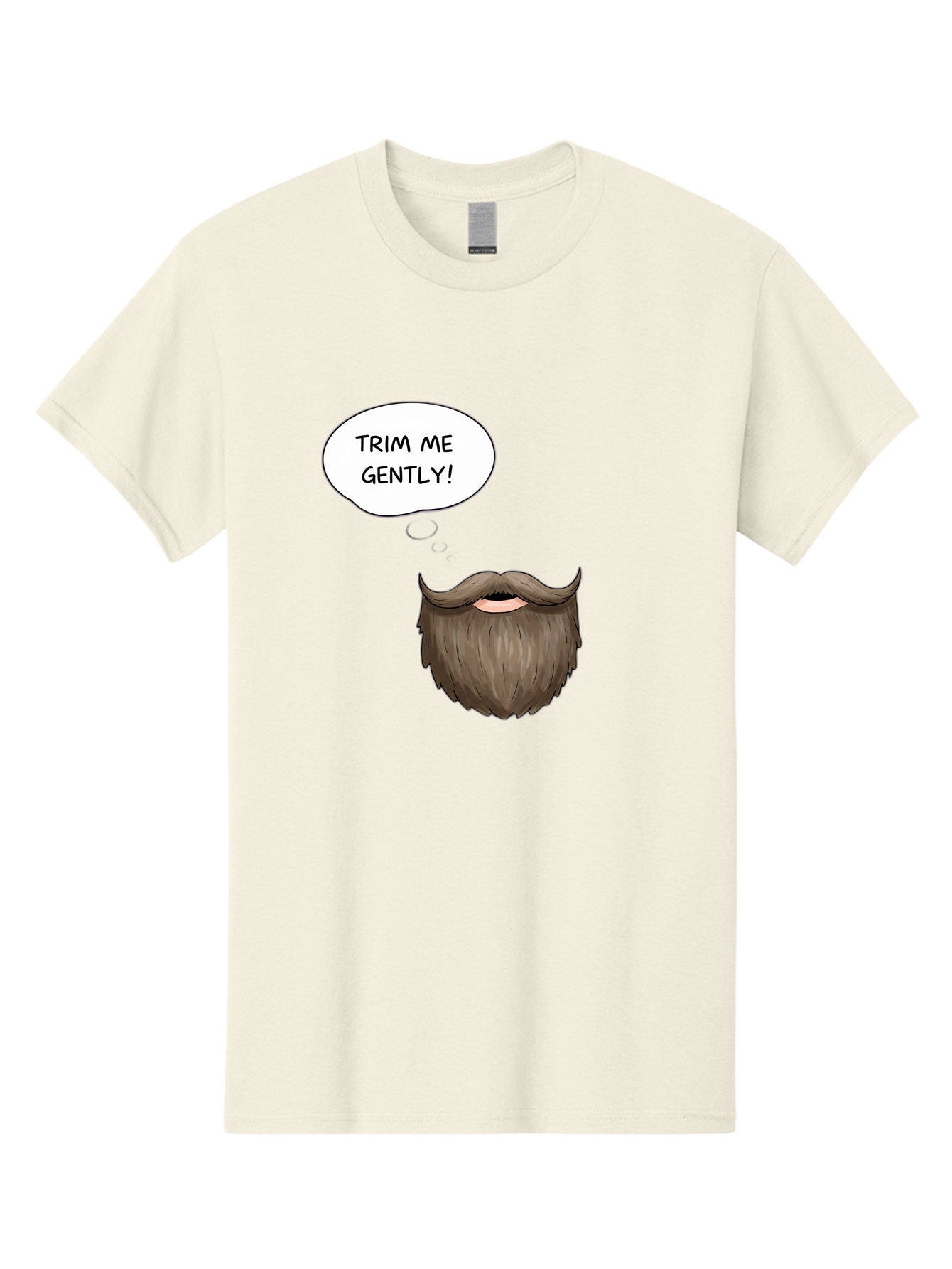 Trim-Me-Gently-2 Men'S Graphic Tee, 100% Cotton, Comfortable Casual Summer Wear, Machine Washable, Funny Cartoon Beard, Humorous Illustration, Whimsical Character, Mustache And Beard Combo, Playful Typography, Quirky Design, Bold Text, Bad863