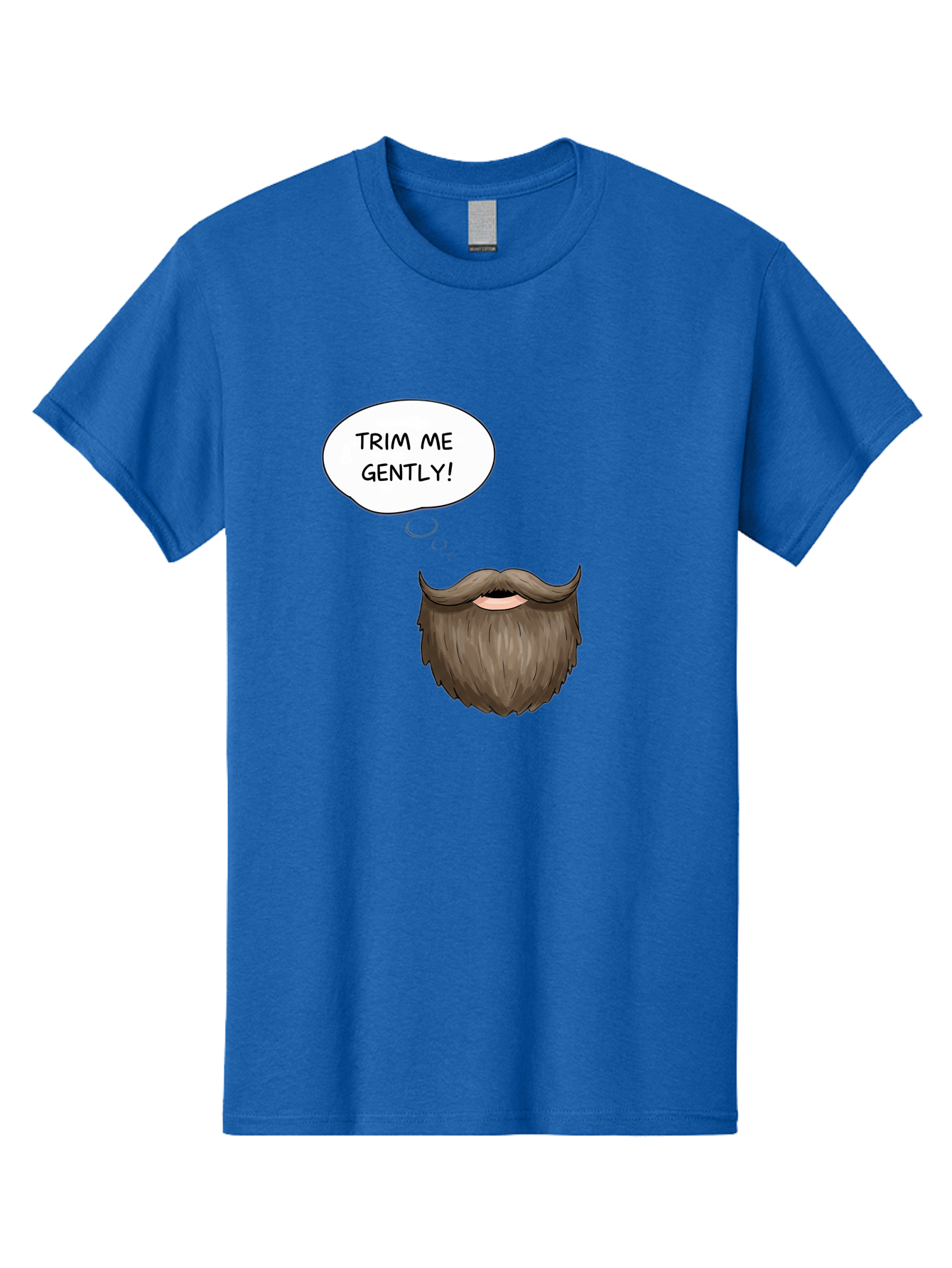 Trim-Me-Gently-2 Men'S Graphic Tee, 100% Cotton, Comfortable Casual Summer Wear, Machine Washable, Funny Cartoon Beard, Humorous Illustration, Whimsical Character, Mustache And Beard Combo, Playful Typography, Quirky Design, Bold Text, Bad863