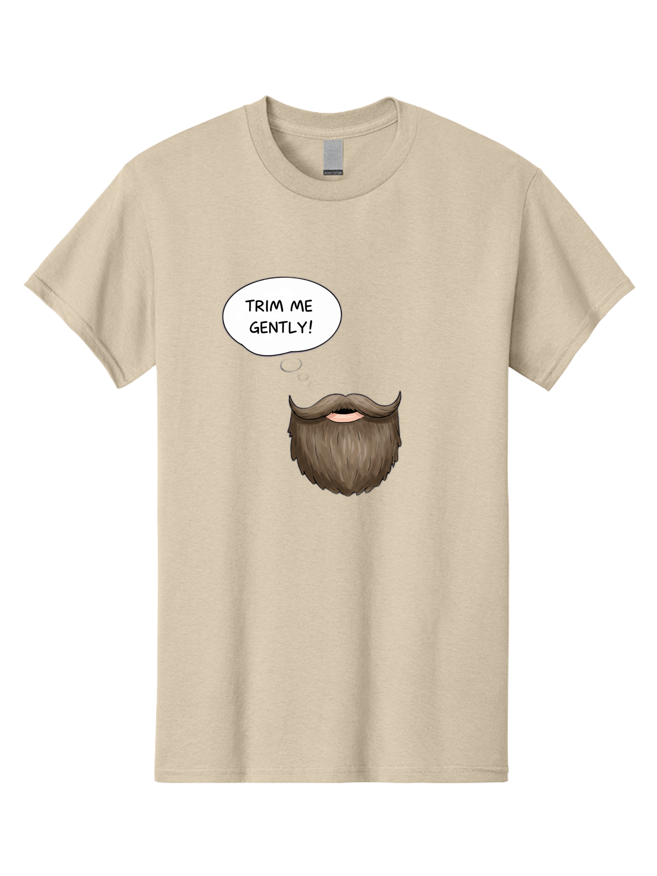 Trim-Me-Gently-2 Men'S Graphic Tee, 100% Cotton, Comfortable Casual Summer Wear, Machine Washable, Funny Cartoon Beard, Humorous Illustration, Whimsical Character, Mustache And Beard Combo, Playful Typography, Quirky Design, Bold Text, Bad863