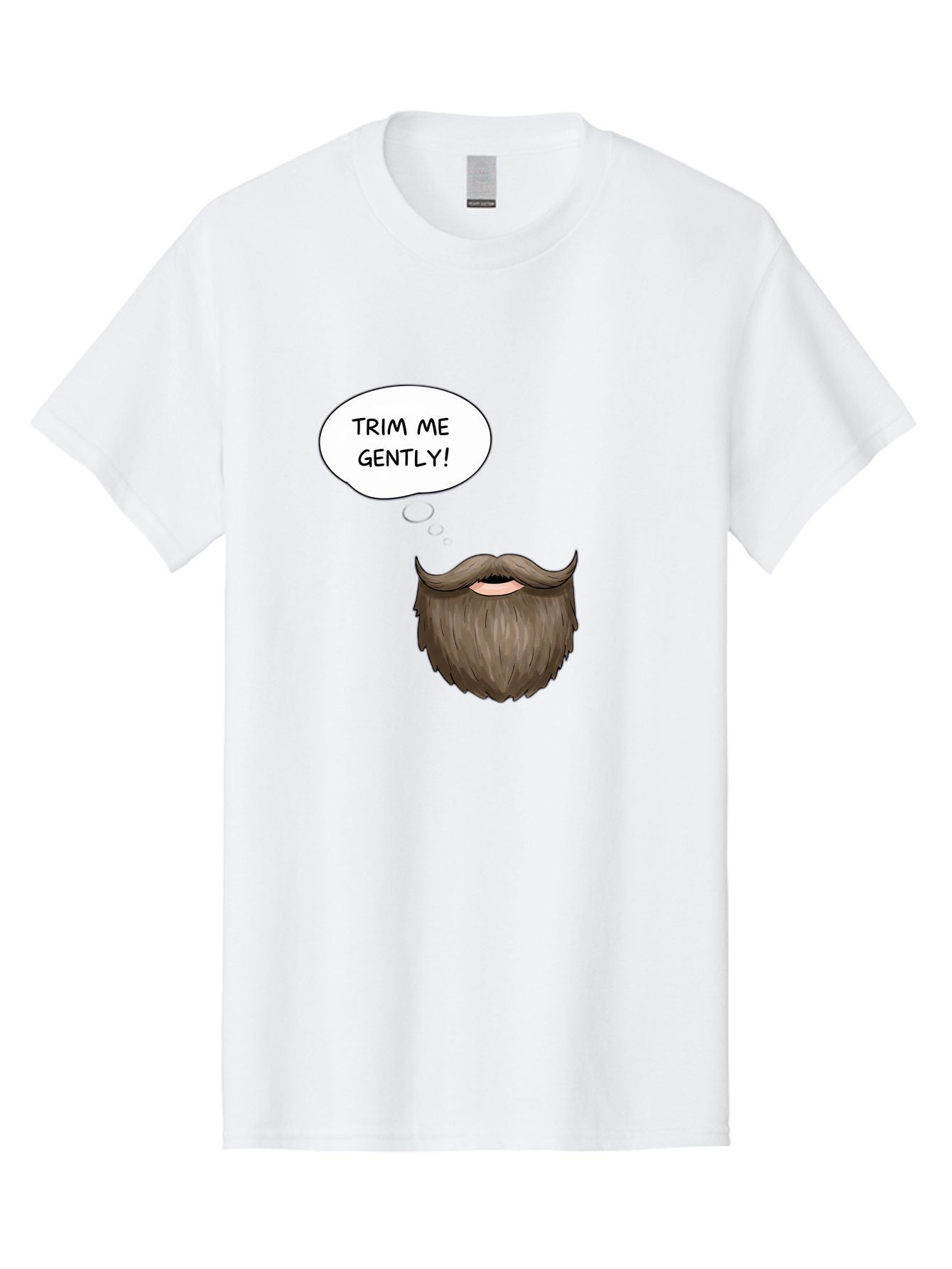 Trim-Me-Gently-2 Men'S Graphic Tee, 100% Cotton, Comfortable Casual Summer Wear, Machine Washable, Funny Cartoon Beard, Humorous Illustration, Whimsical Character, Mustache And Beard Combo, Playful Typography, Quirky Design, Bold Text, Bad863