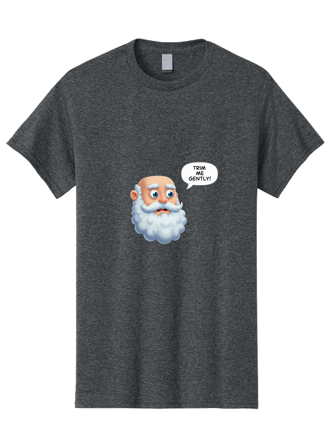 Trim-Me-Gently-4 Men'S Graphic Tee, 100% Cotton, Comfortable Casual Summer Wear, Machine Washable, Funny Cartoon Character, White Beard, Blue Eyes, Humorous Expression, Speech Bubble, Trim Me Gently, Comedic Style, Cartoon Humor, Bad865