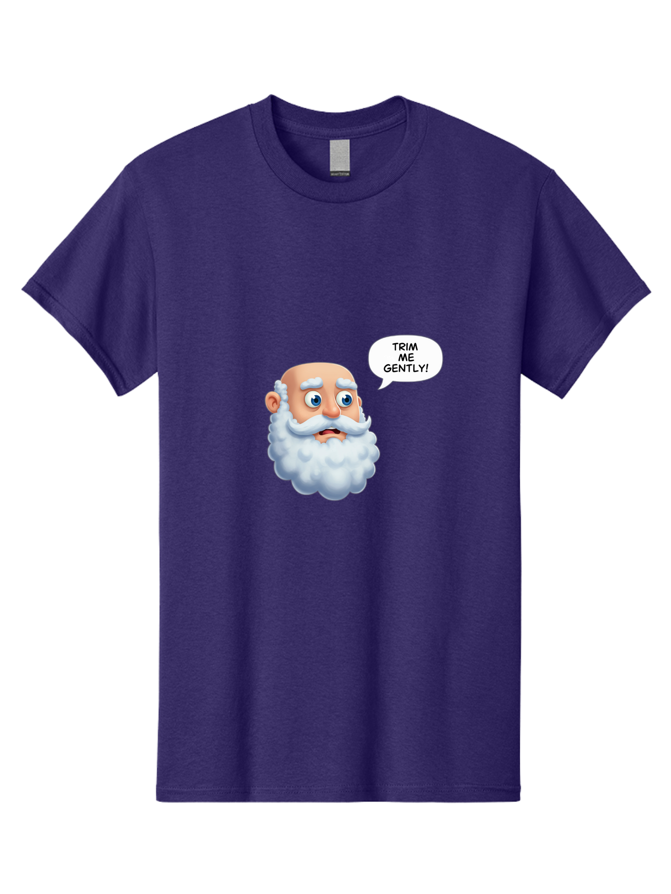Trim-Me-Gently-4 Men'S Graphic Tee, 100% Cotton, Comfortable Casual Summer Wear, Machine Washable, Funny Cartoon Character, White Beard, Blue Eyes, Humorous Expression, Speech Bubble, Trim Me Gently, Comedic Style, Cartoon Humor, Bad865