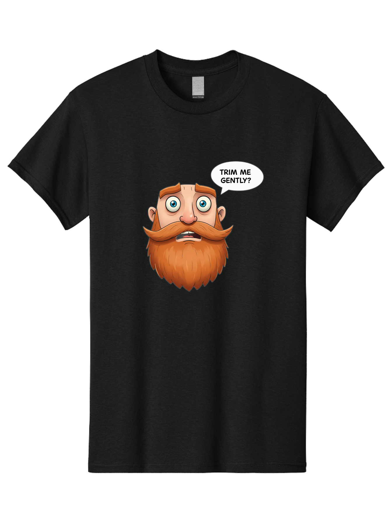 Trim-Me-Gently Men'S Graphic Tee, 100% Cotton, Comfortable Casual Summer Wear, Machine Washable, Cartoon Man With Large Beard, Funny Character, Humorous Illustration, Comedic Expression, Mustache And Beard, Gentle Trim Request, Cartoon Style, Bad867